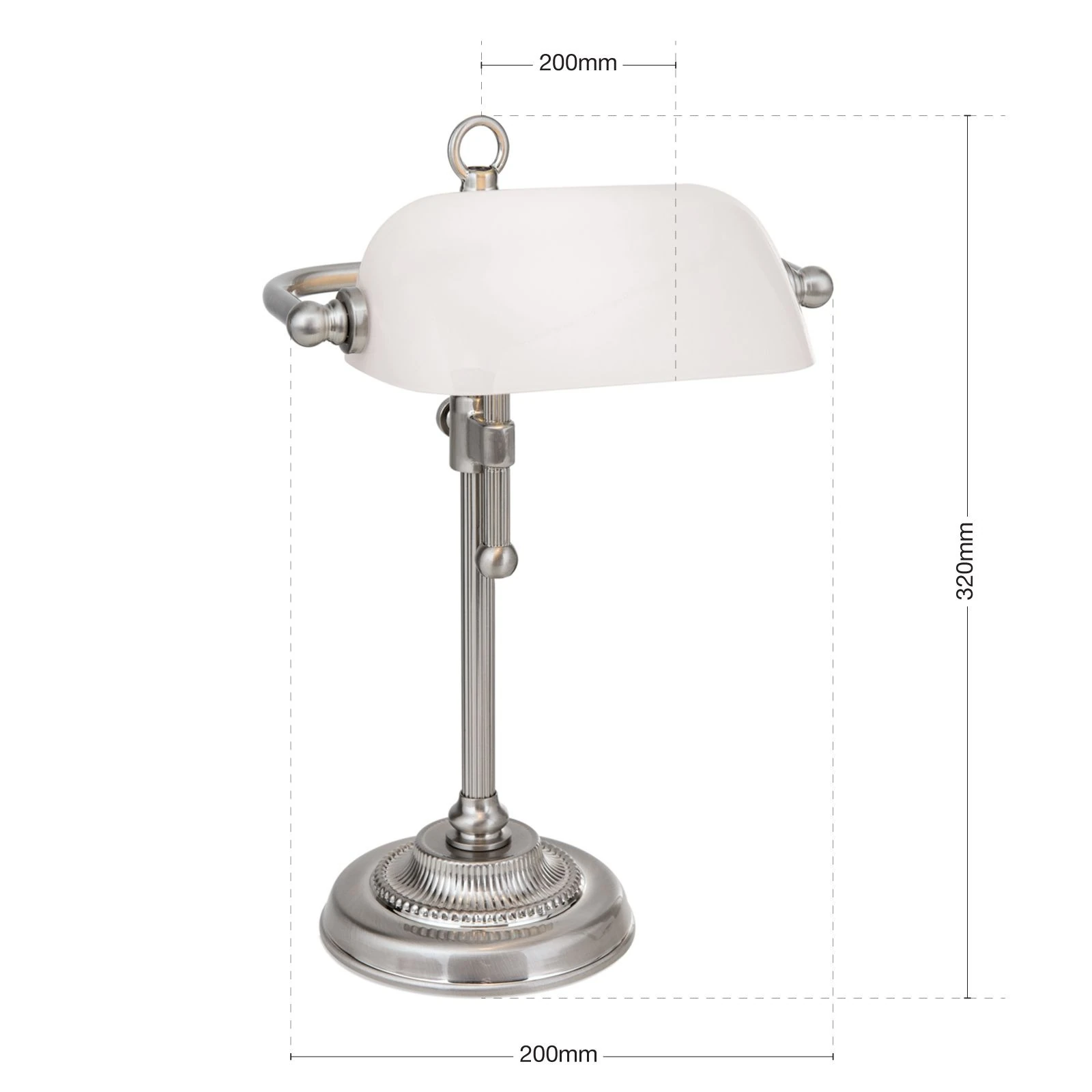 Stona lampa HARVARD, satin hrom, opalno belo staklo, visina 32 cm - 7