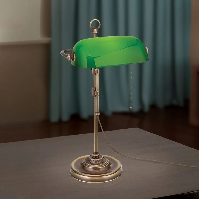 Stona lampa HARVARD, patina, zeleni stakleni abažur, visina 53 cm - 1