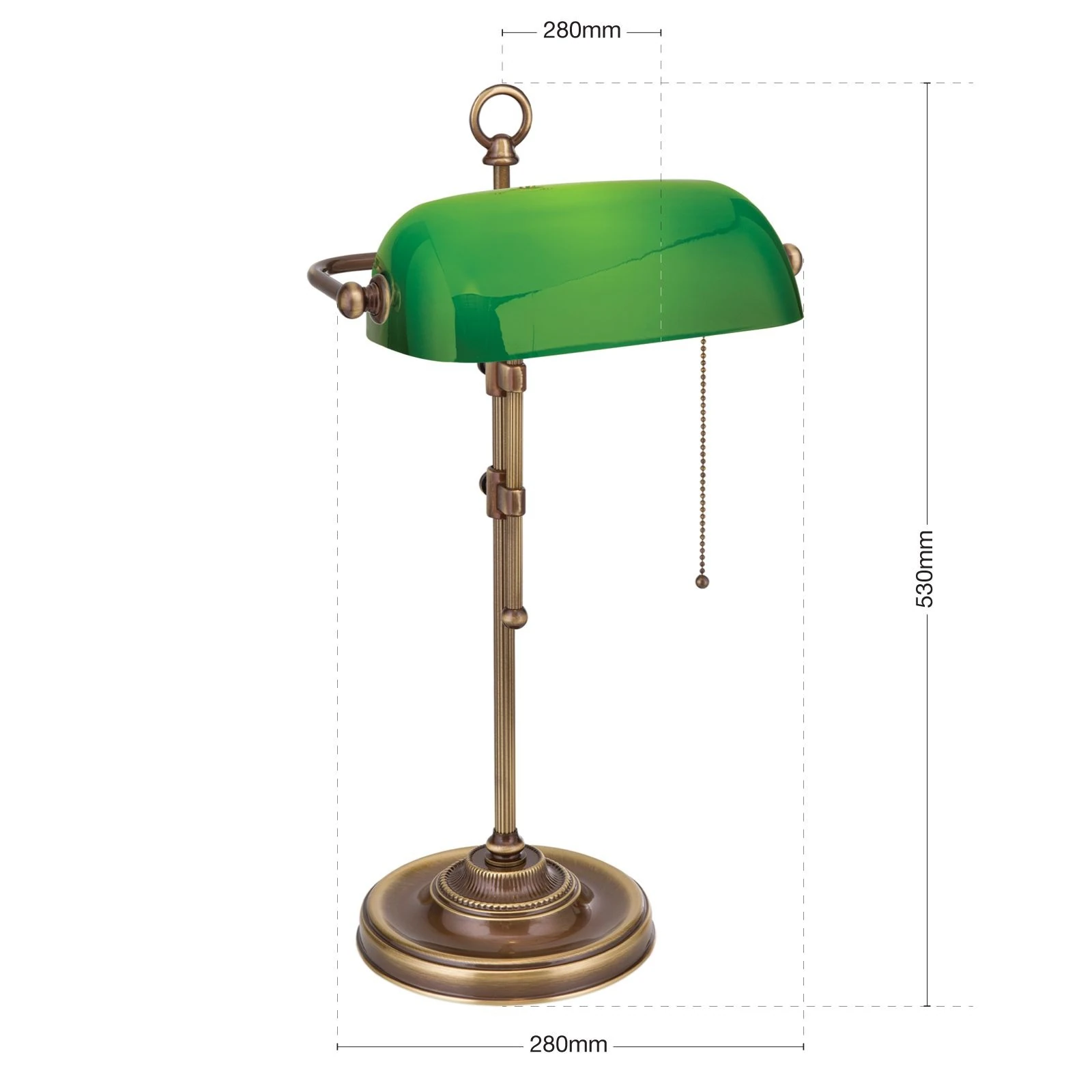 Stona lampa HARVARD, patina, zeleni stakleni abažur, visina 53 cm - 7