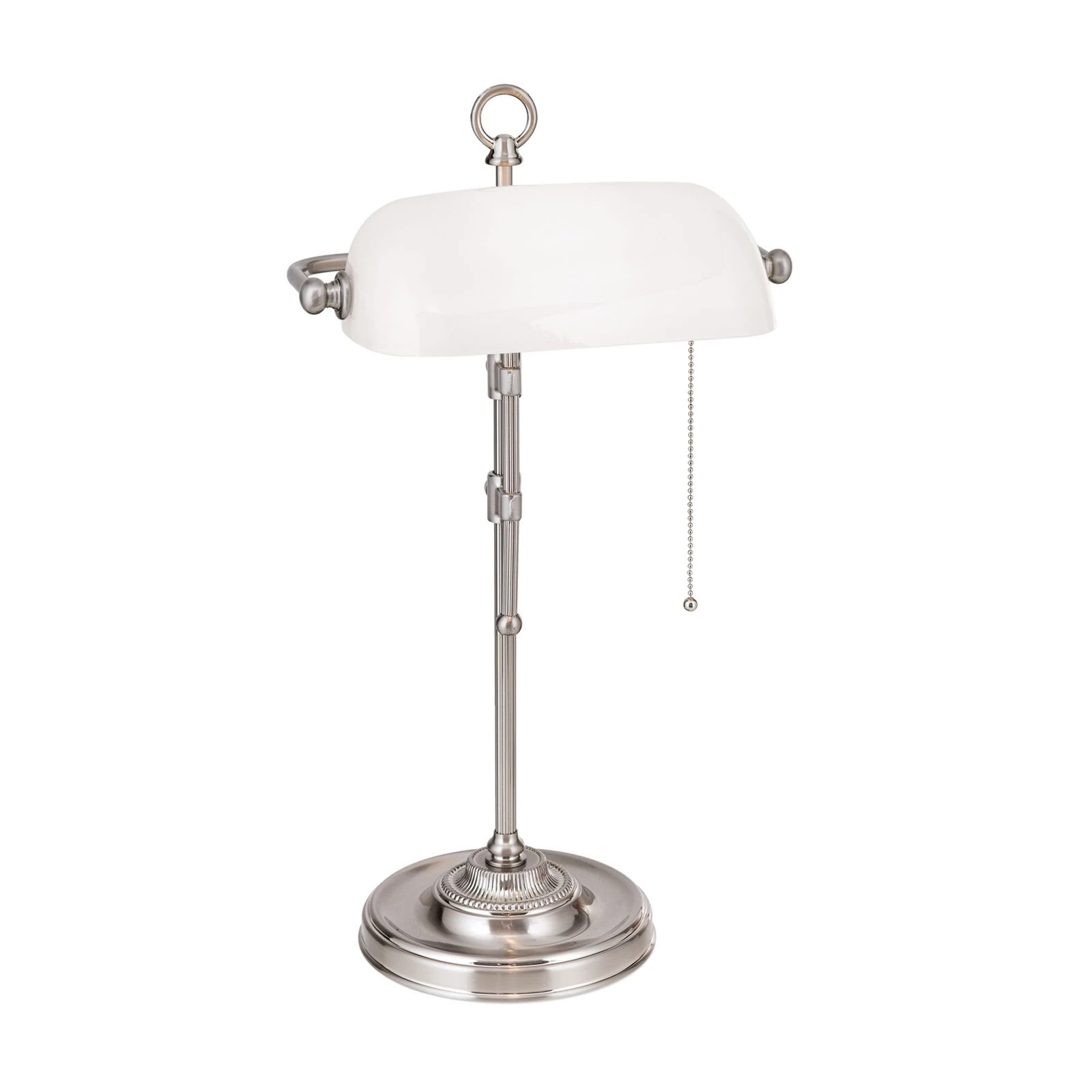 Bankarska lampa HARVARD, satin hrom, opalno belo staklo, visina 53 cm - 4