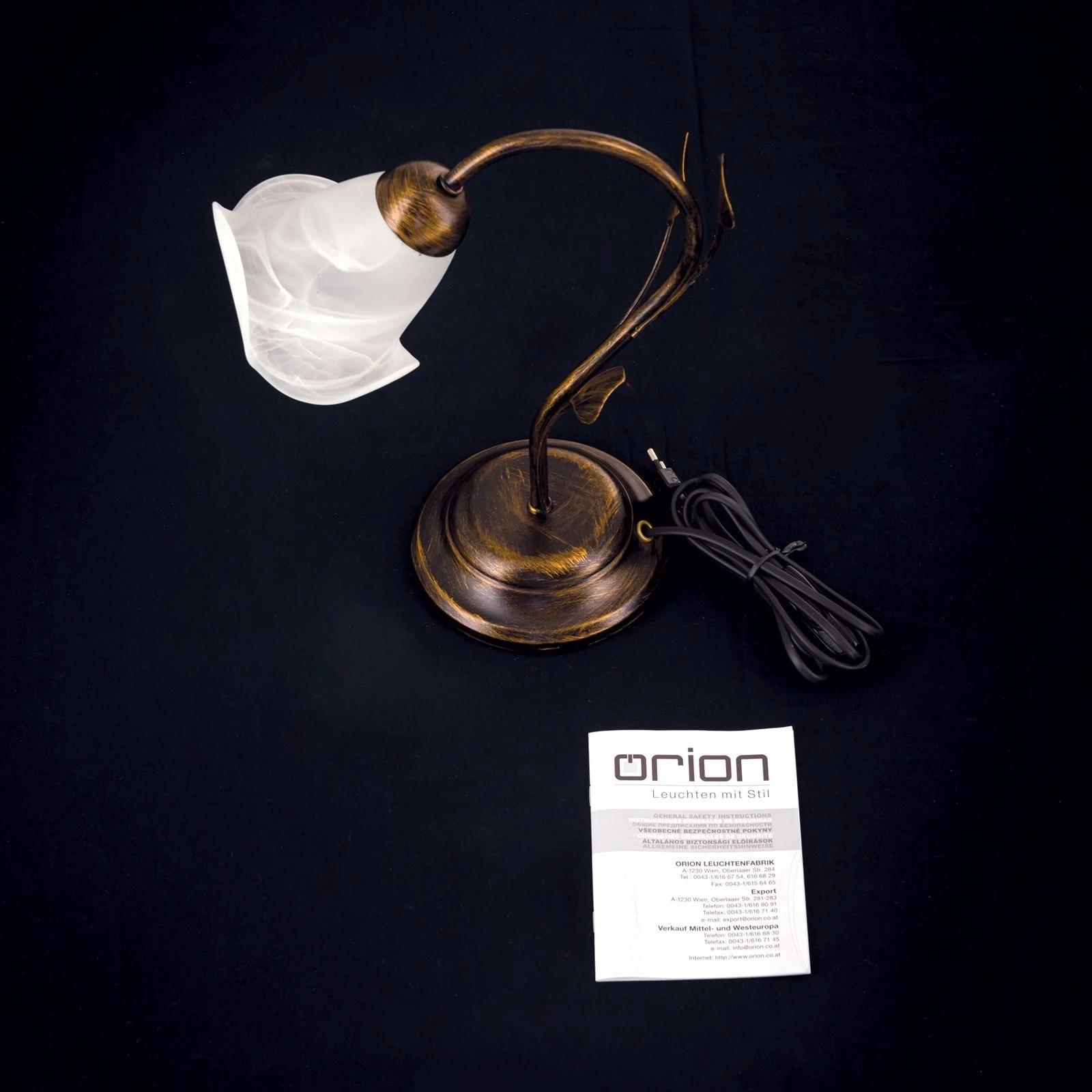 Stona lampa SISI, antik, opalno mat stakleni abažur - 8