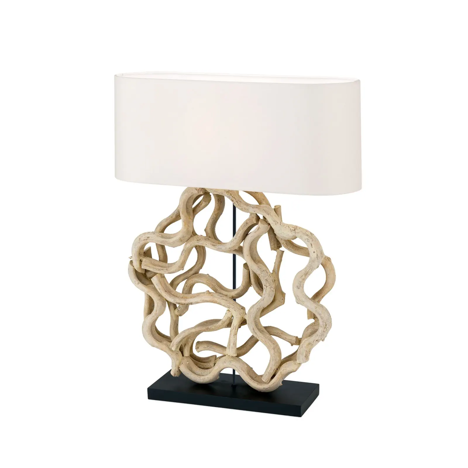Stona lampa PEGGY, prirodno drvo sa belim tekstilnim abažurom - 4