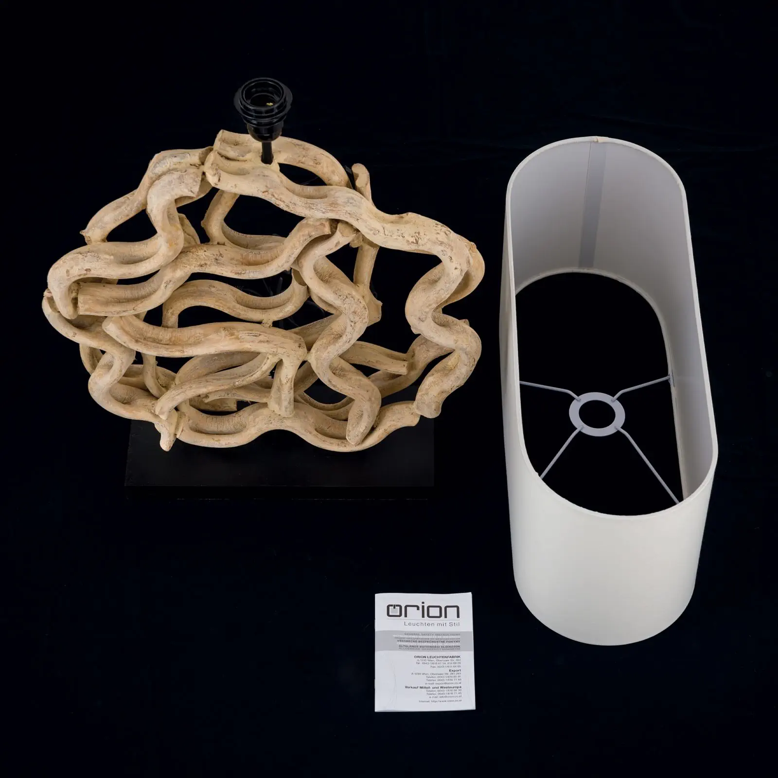 Stona lampa PEGGY, prirodno drvo sa belim tekstilnim abažurom - 8