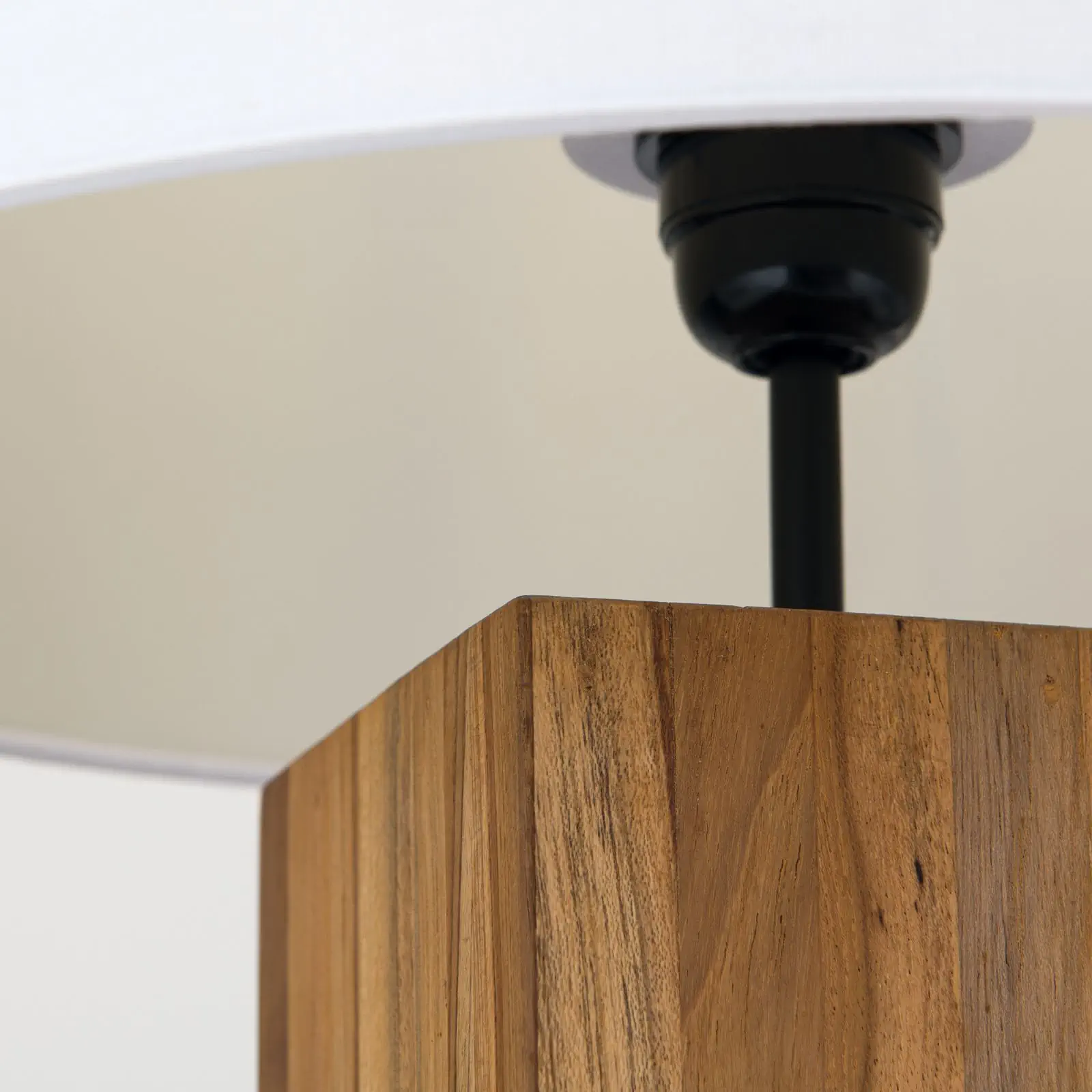 Stona lampa DALLAS, prirodno drvo sa belim tekstilnim abažurom - 6