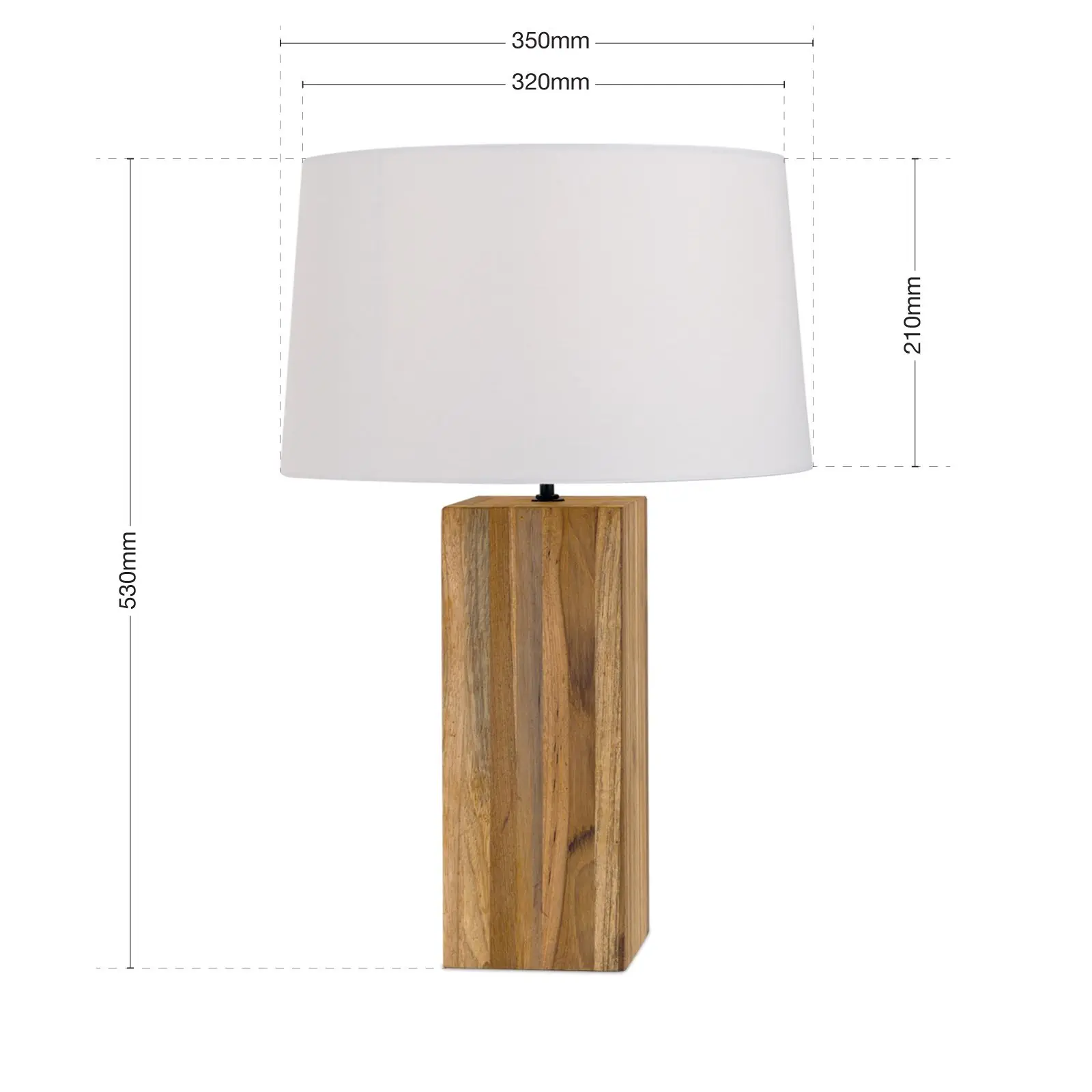 Stona lampa DALLAS, prirodno drvo sa belim tekstilnim abažurom - 7