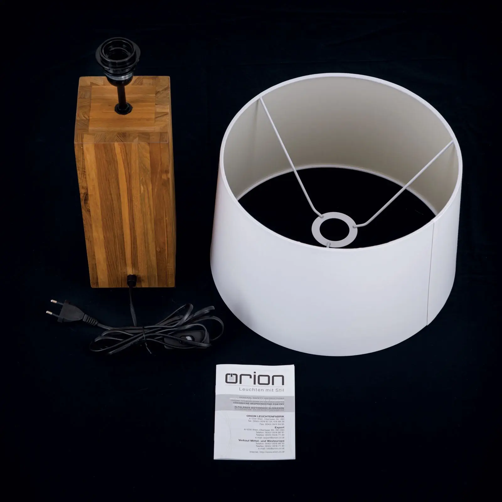 Stona lampa DALLAS, prirodno drvo sa belim tekstilnim abažurom - 8