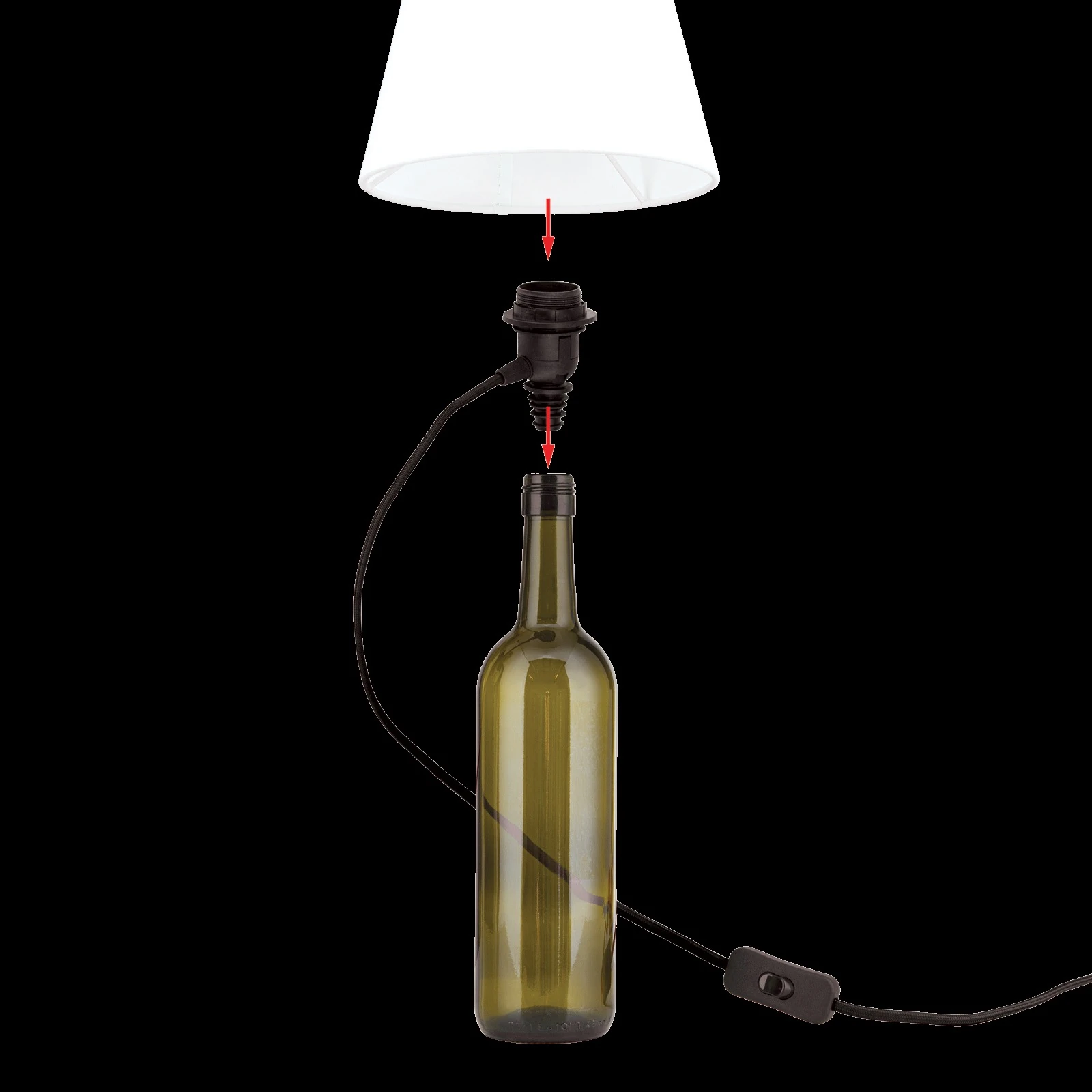 Grlo BOTTLE za 'uradi sam' lampu, crno - 9