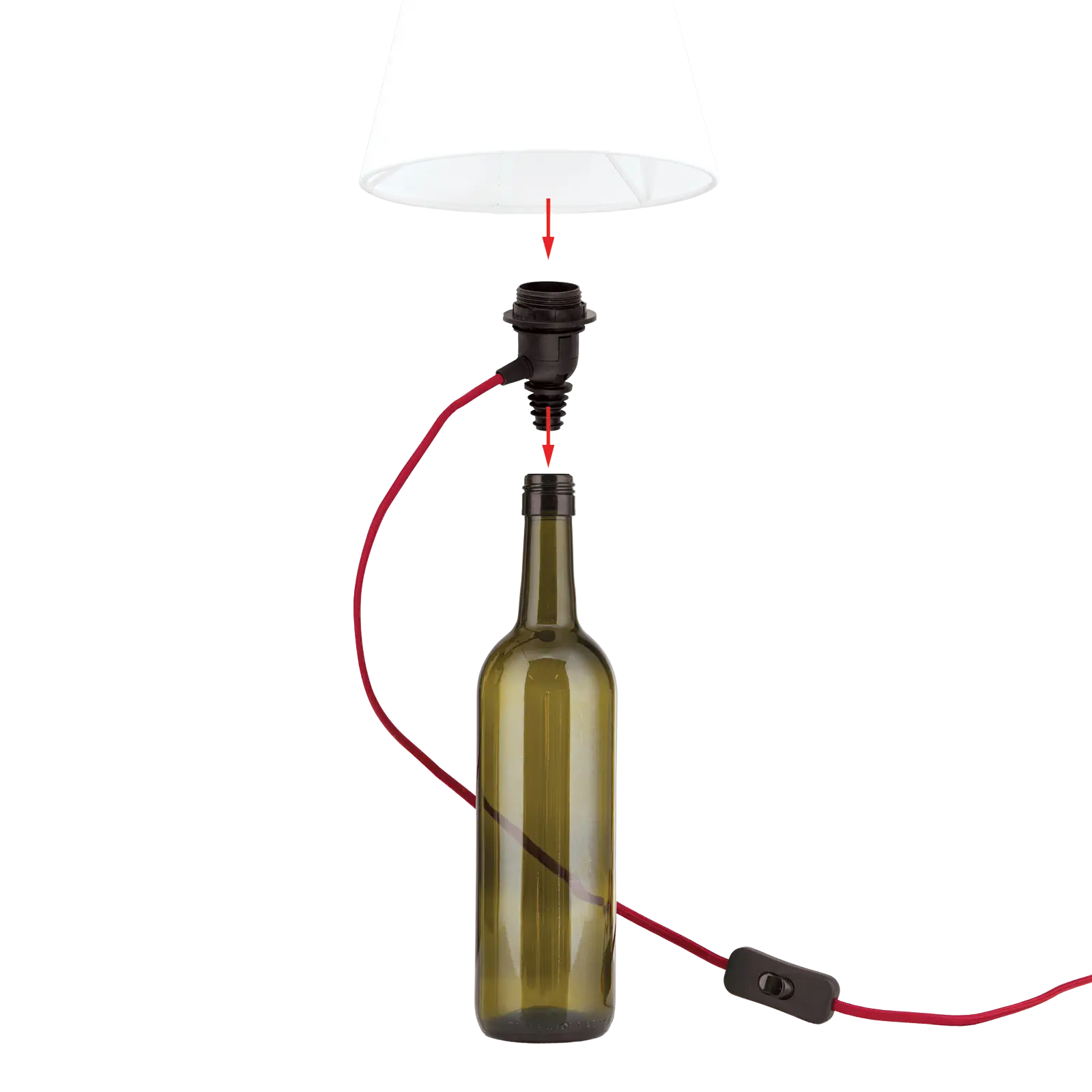 Držač sijalice BOTTLE za DIY lampu, bordo - 10