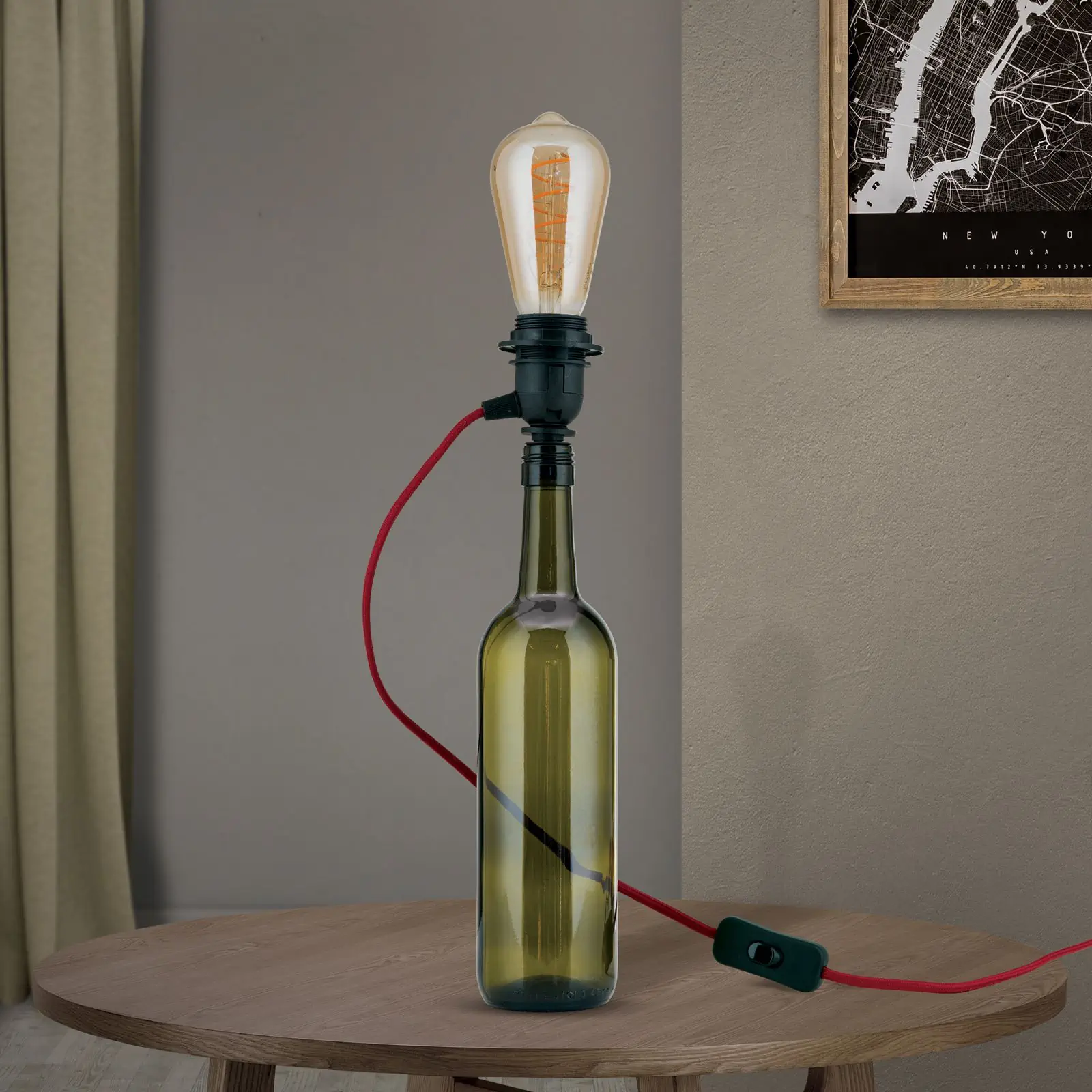 Držač sijalice BOTTLE za DIY lampu, bordo - 3