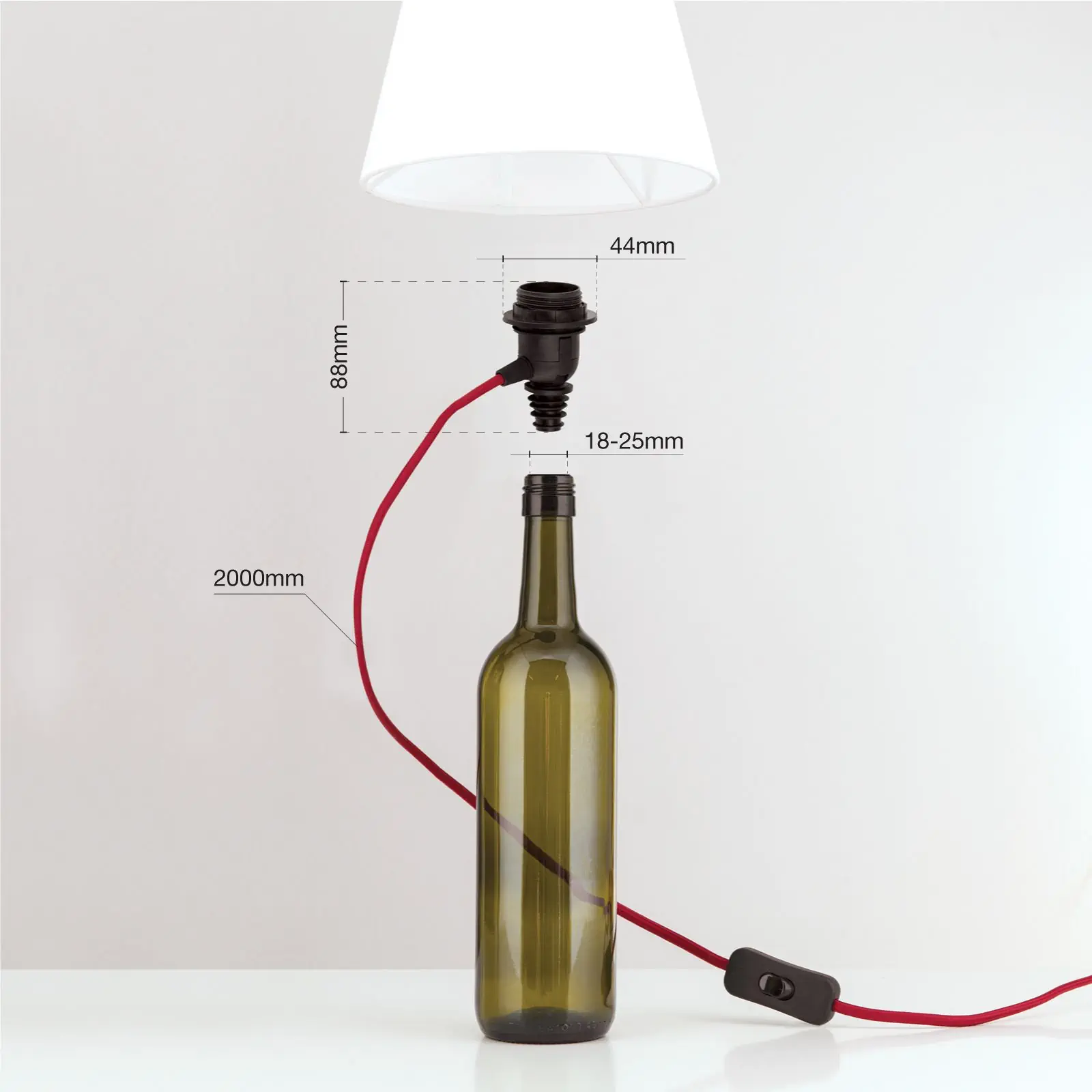 Držač sijalice BOTTLE za DIY lampu, bordo - 7