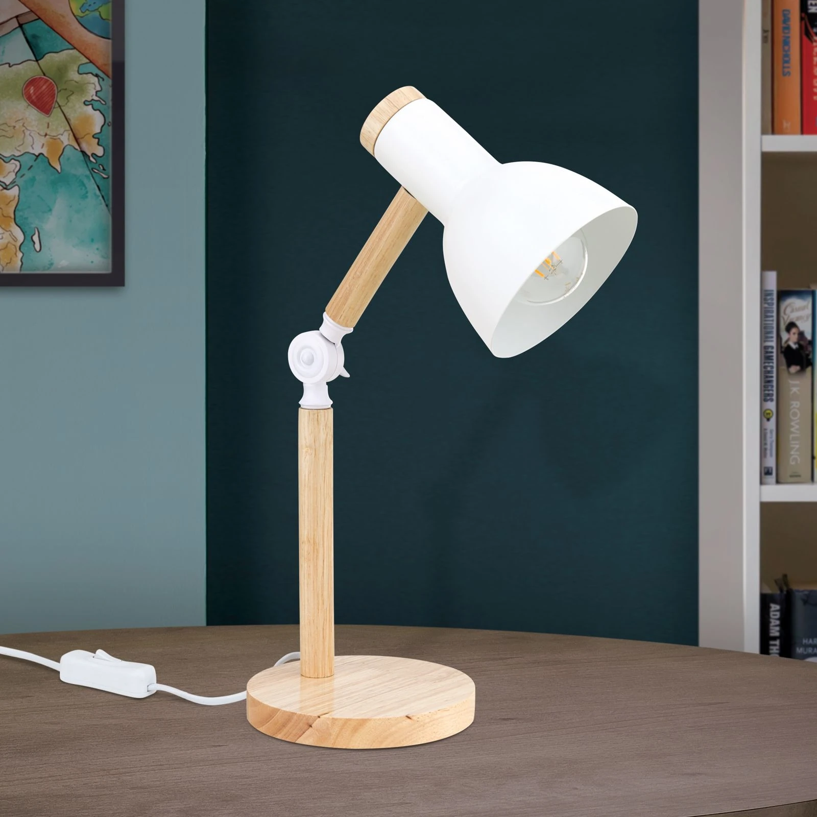 Stona lampa ANIKA, Drvo-Bela - 3