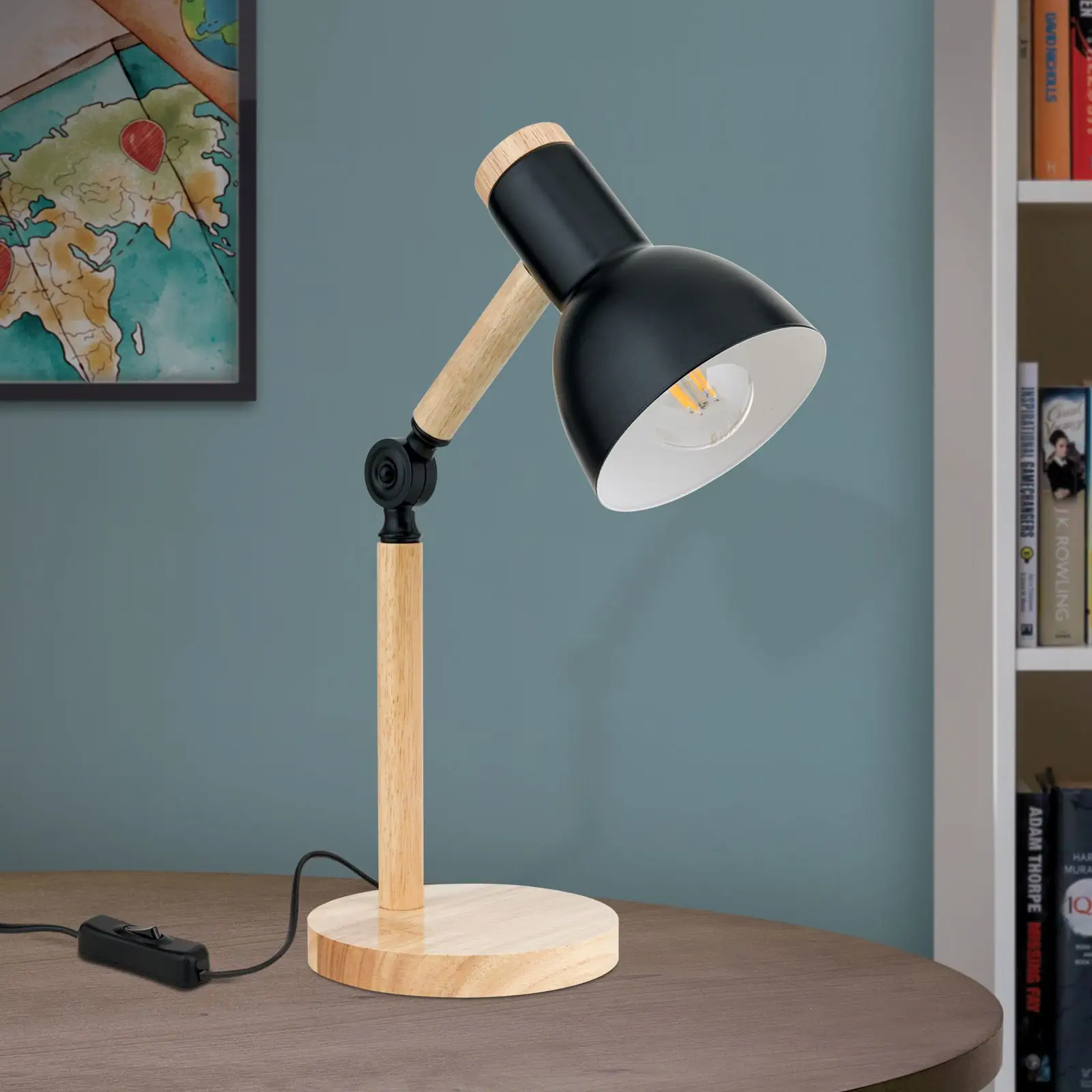 Stona lampa ANIKA, drvo-crna - 3