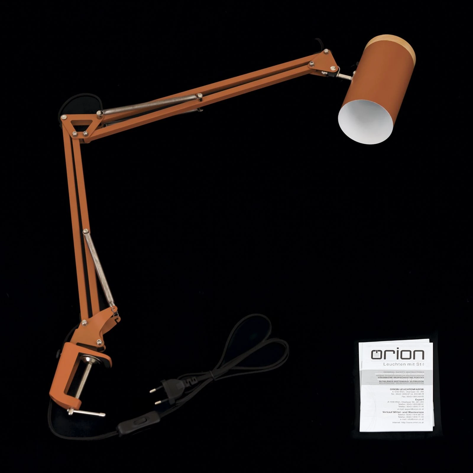 Lampa sa stezaljkom GILI, sa oprugom, koral crvena - 8