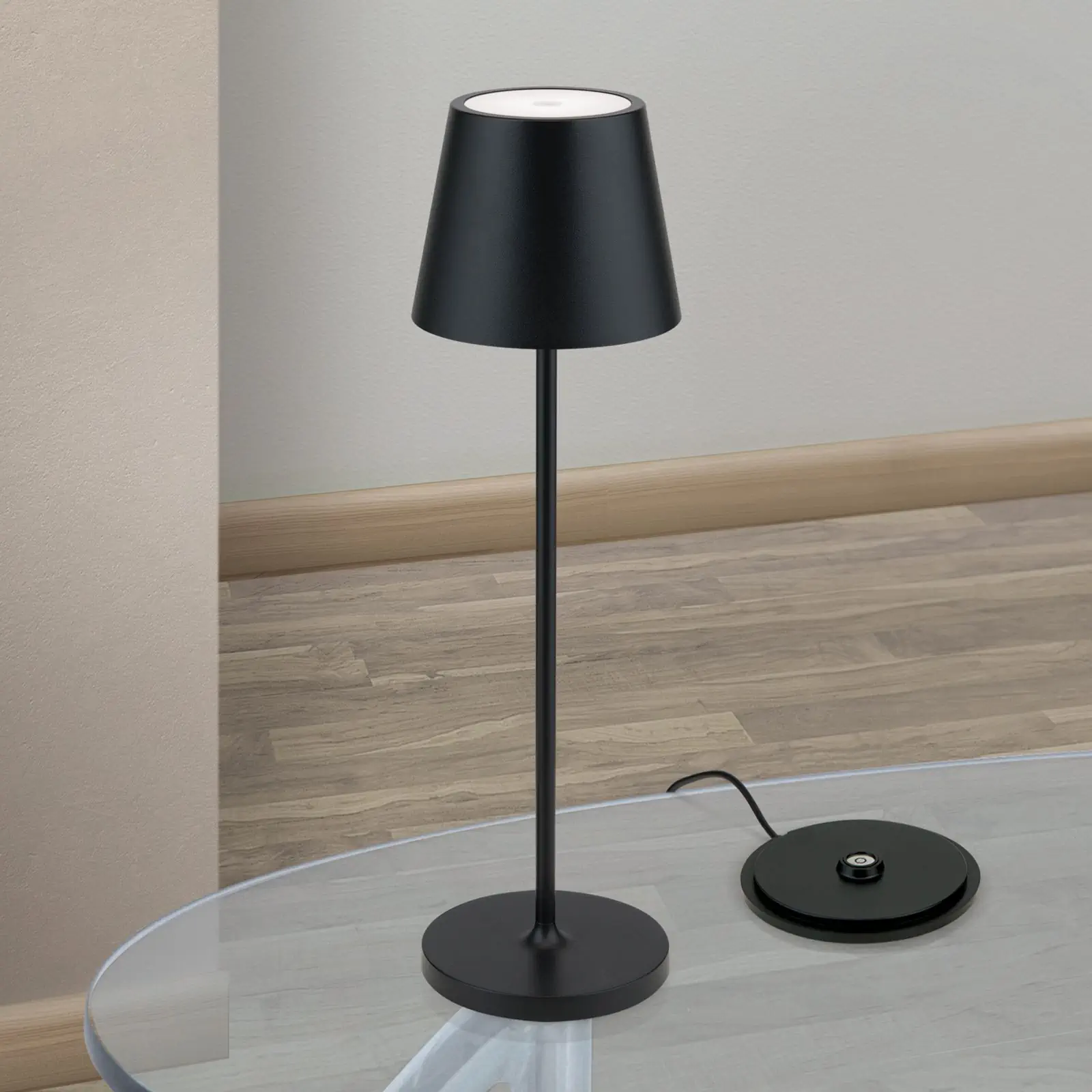 LED punjiva baterijska stona lampa CHANDELLE, crna - 2