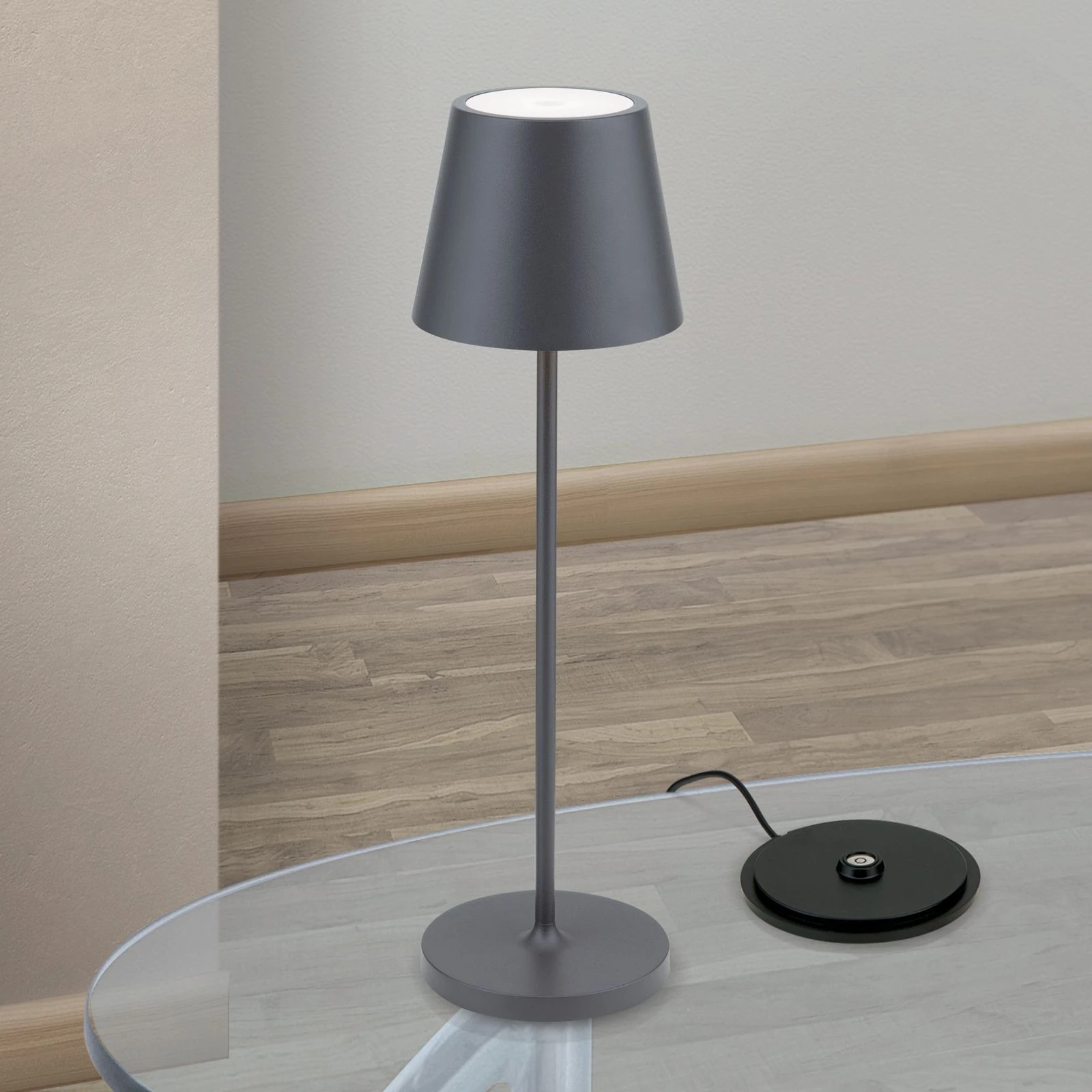 LED punjiva baterijska stona lampa CHANDELLE, antracit - 2