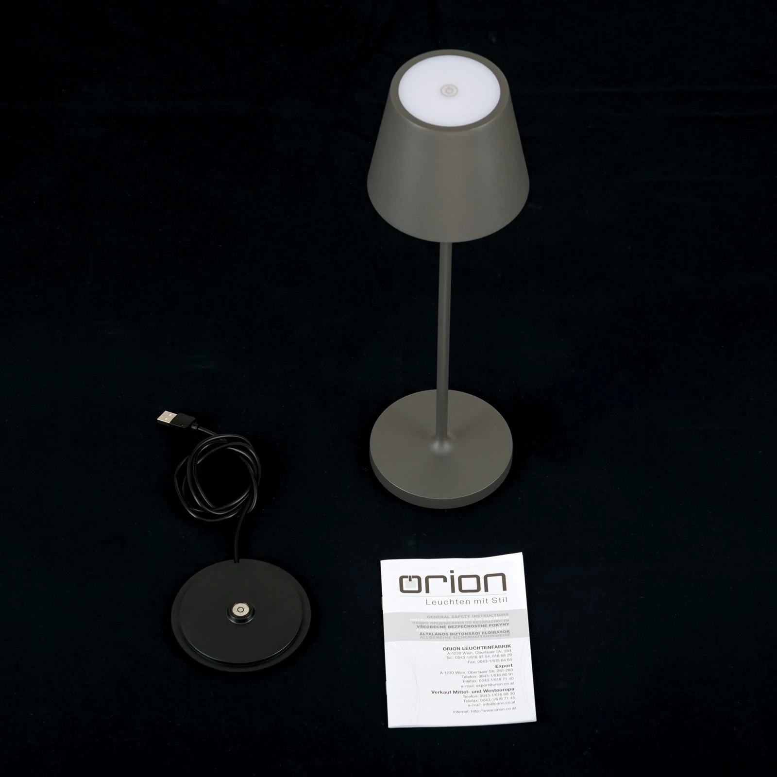 LED punjiva baterijska stona lampa CHANDELLE, antracit - 8