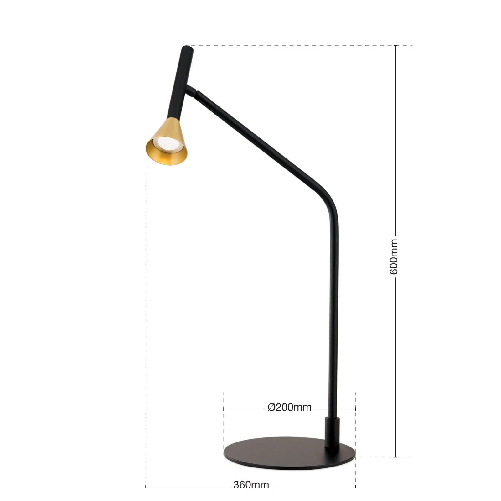 Stona lampa ODEON, crna sa mesinganim abažurom - 7