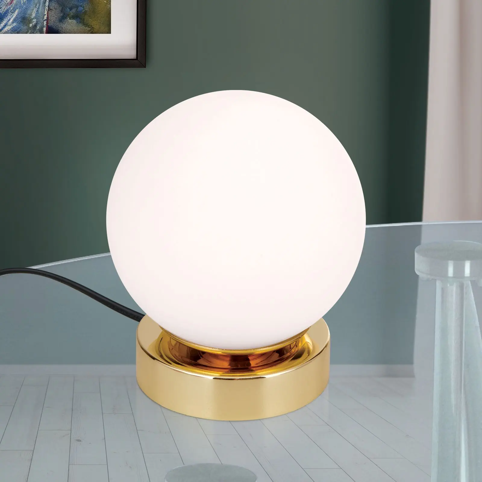 Stona lampa TRICIA, zlatna sa opal mat staklenim abažurom - 2