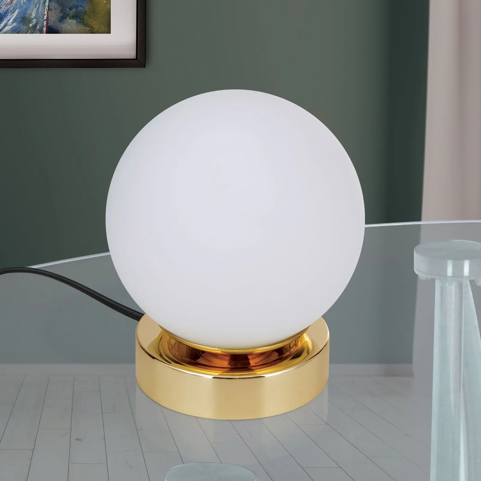 Stona lampa TRICIA, zlatna sa opal mat staklenim abažurom - 3