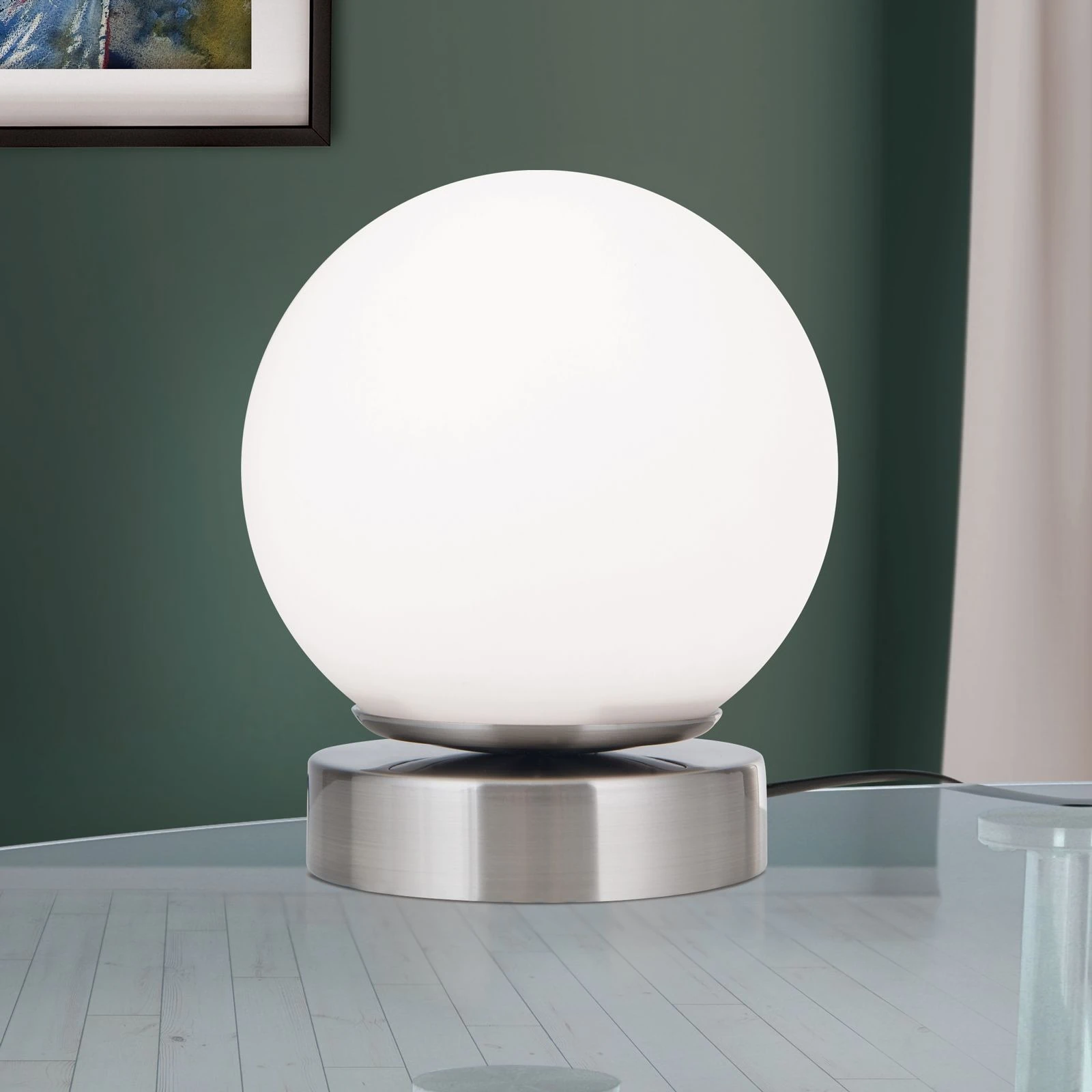 Stona lampa na dodir TRICIA, saten, opalno mat stakleni abažur - 2