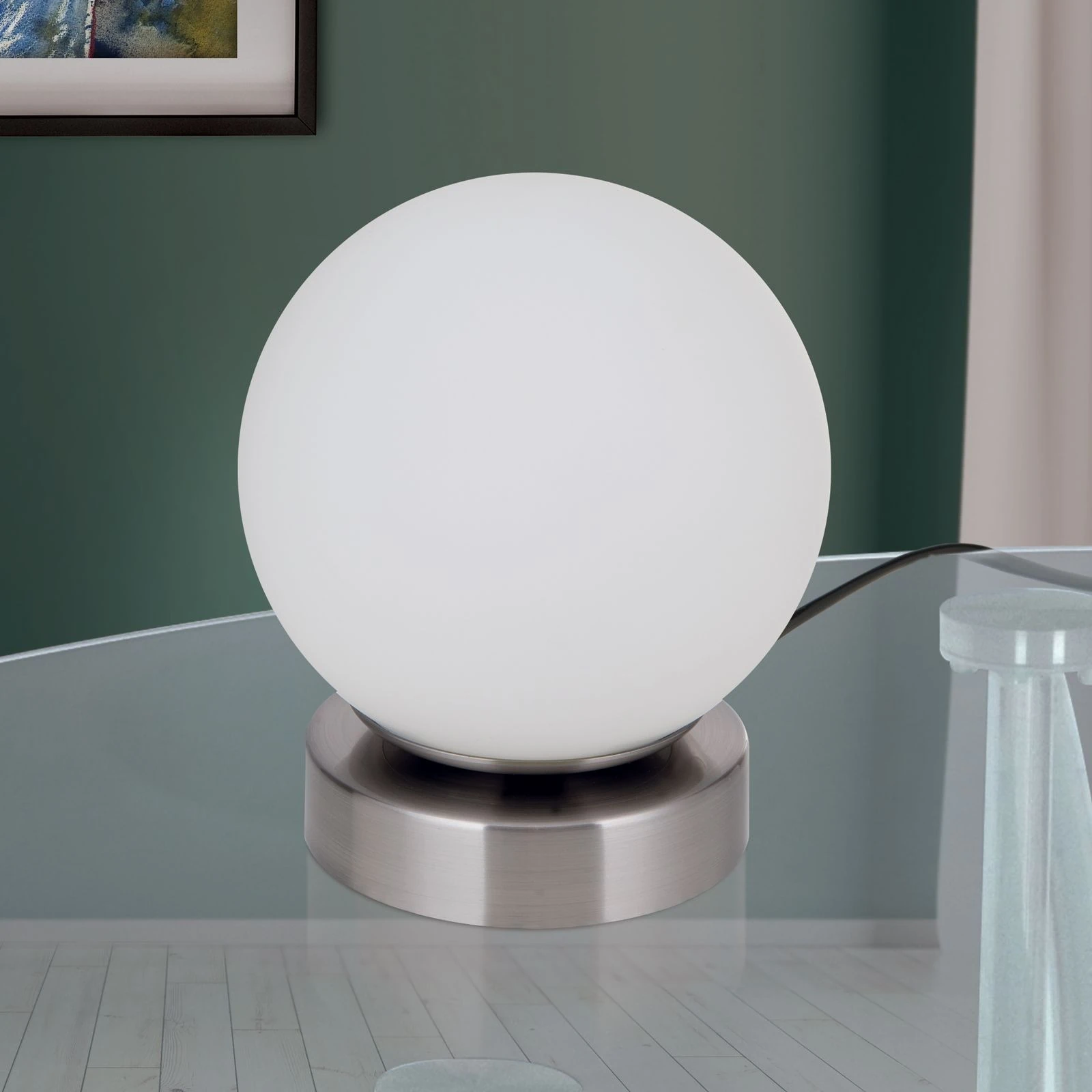 Stona lampa na dodir TRICIA, saten, opalno mat stakleni abažur - 3