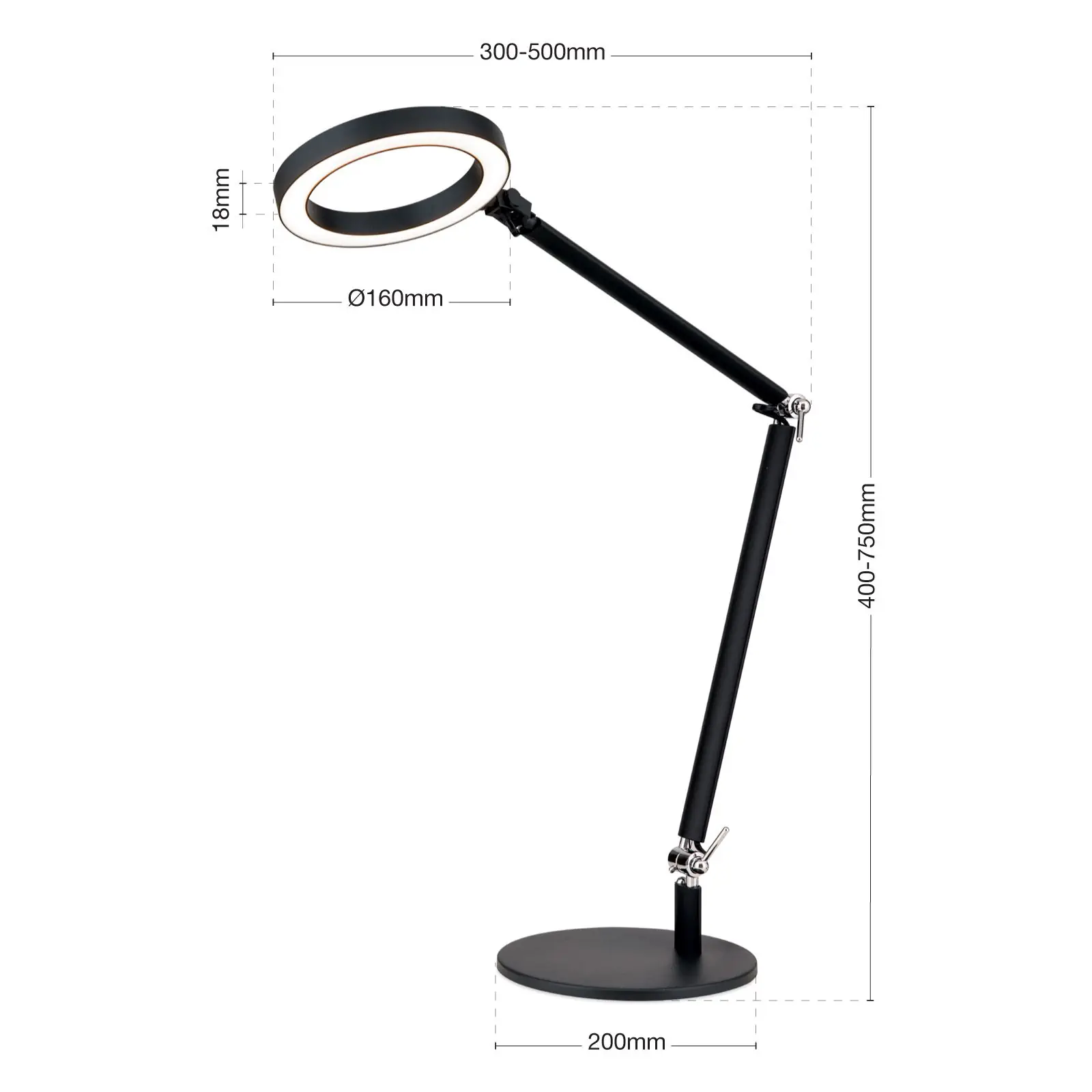 LED stona lampa RINGO, height 40-75 cm, crna - 7