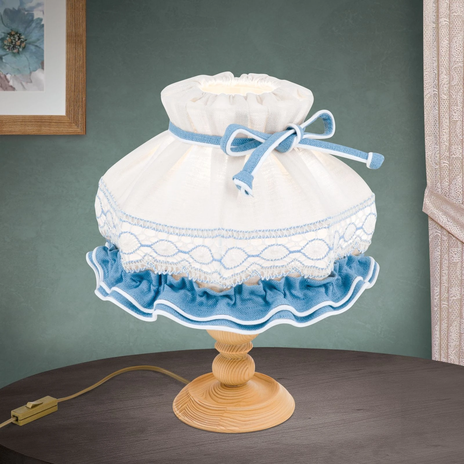 Stona lampa KITZ, sa dekorativnom plavom trakom, srednja - 1