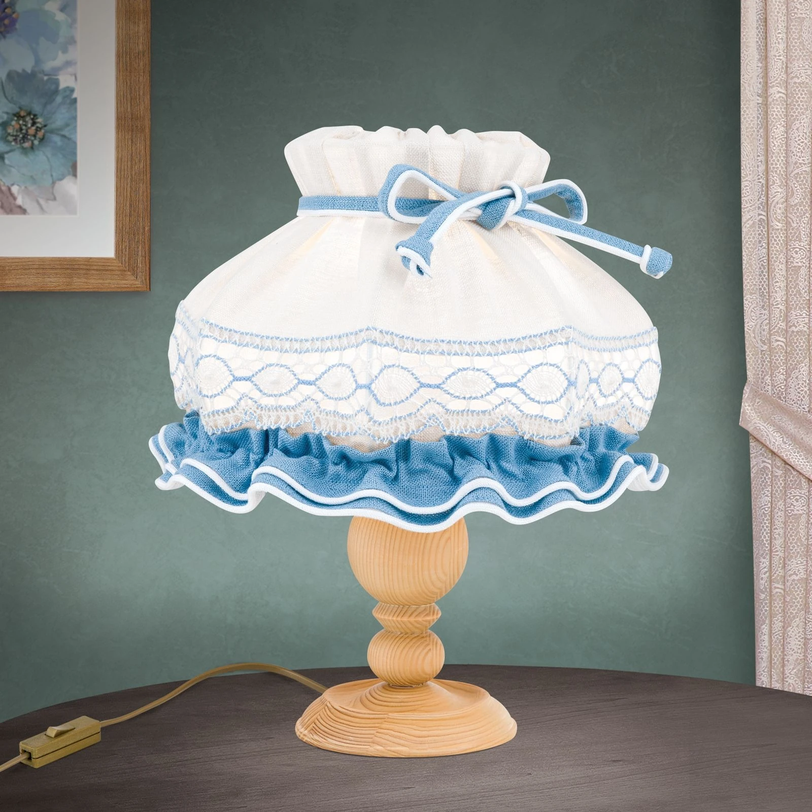 Stona lampa KITZ, sa dekorativnom plavom trakom, srednja - 2