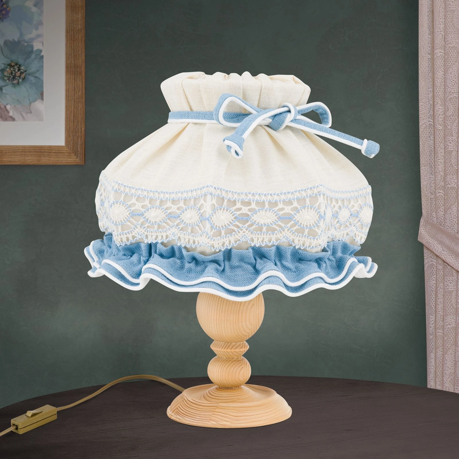 Stona lampa KITZ, sa dekorativnom plavom trakom, srednja - 3