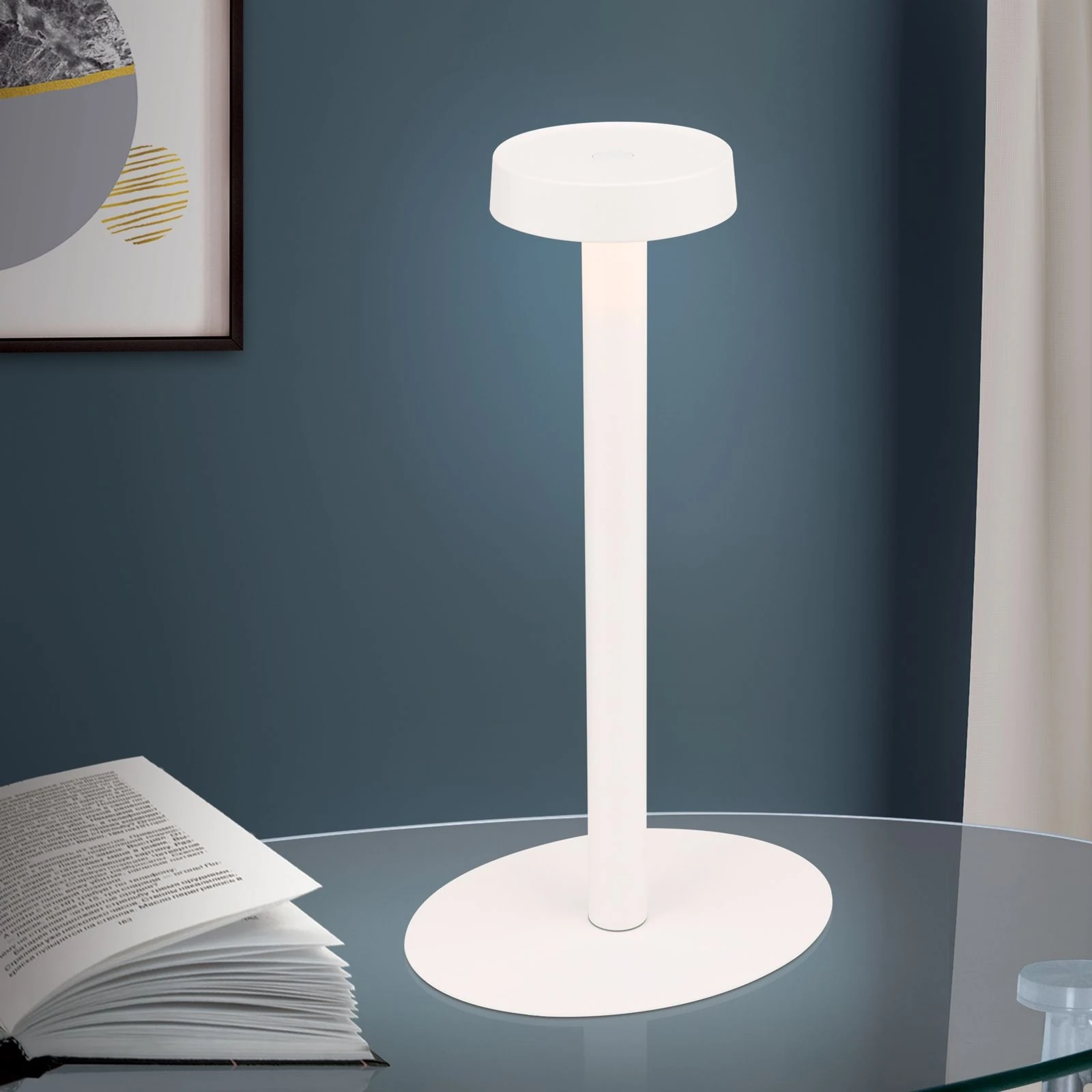 LED punjiva baterijska stona lampa ILLUMI, bela