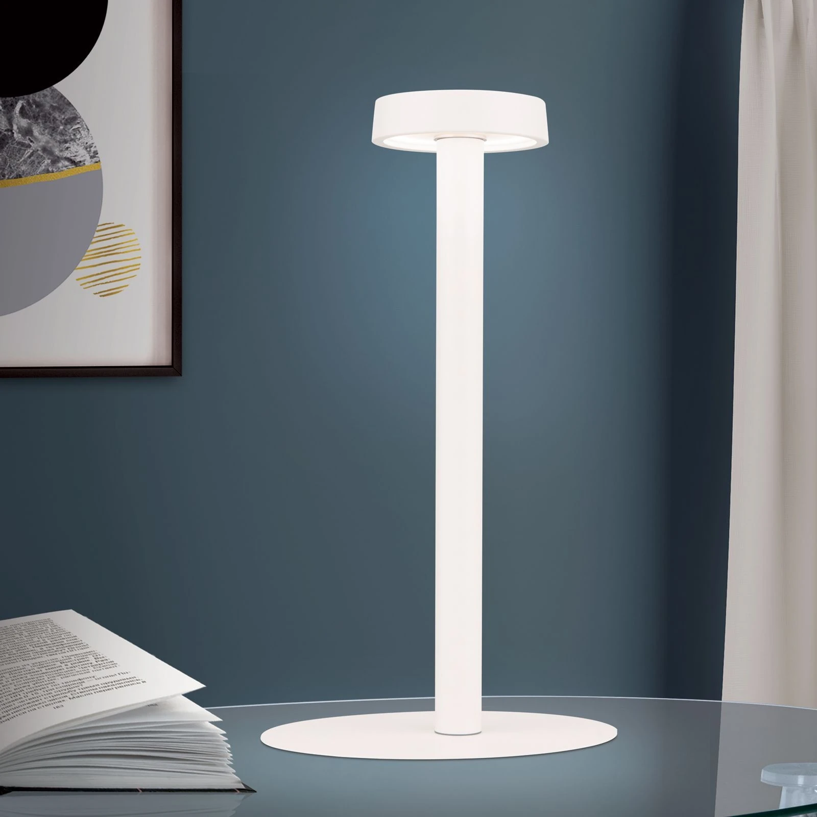 LED punjiva baterijska stona lampa ILLUMI, bela - 2