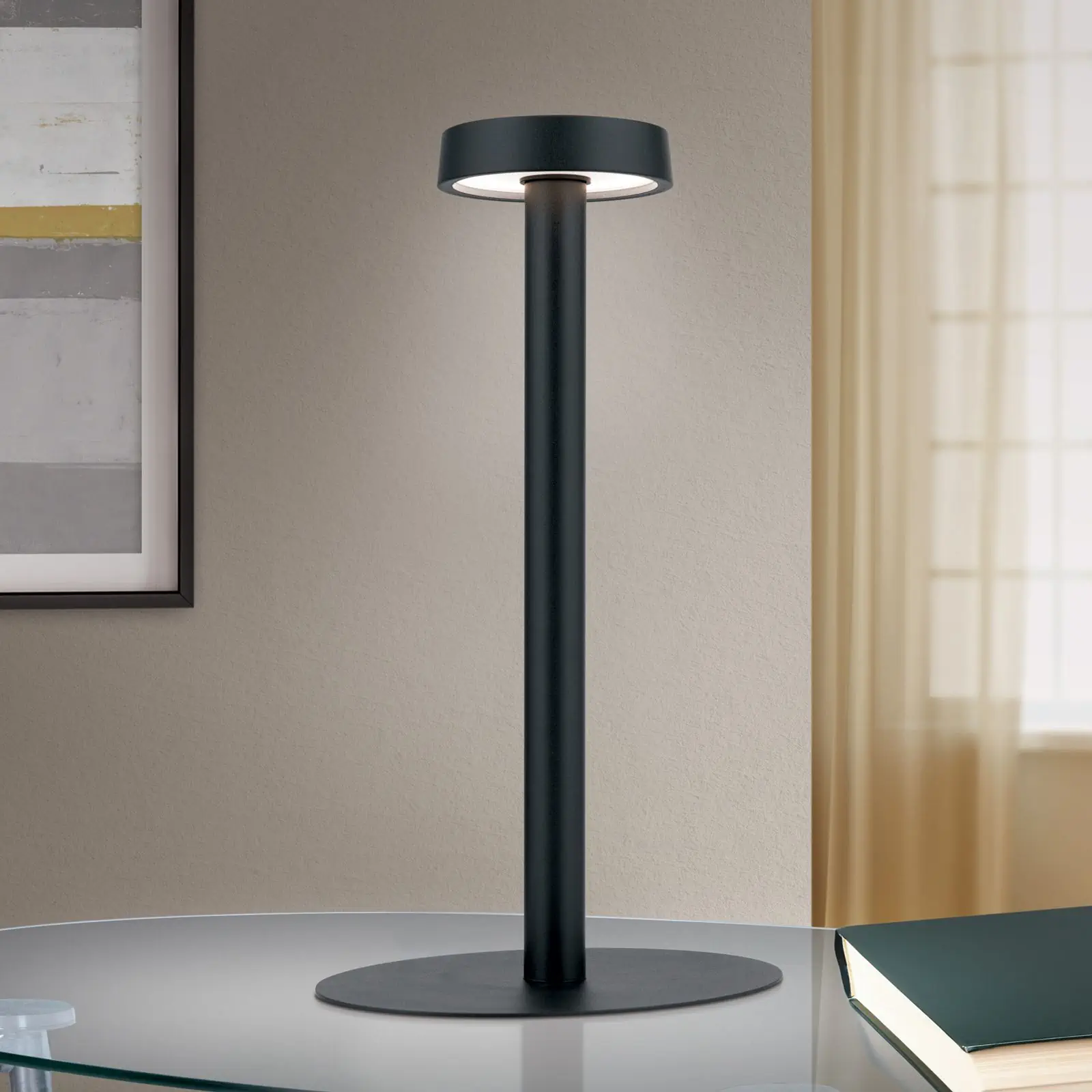 LED punjiva baterijska stona lampa ILLUMI, crna - 2