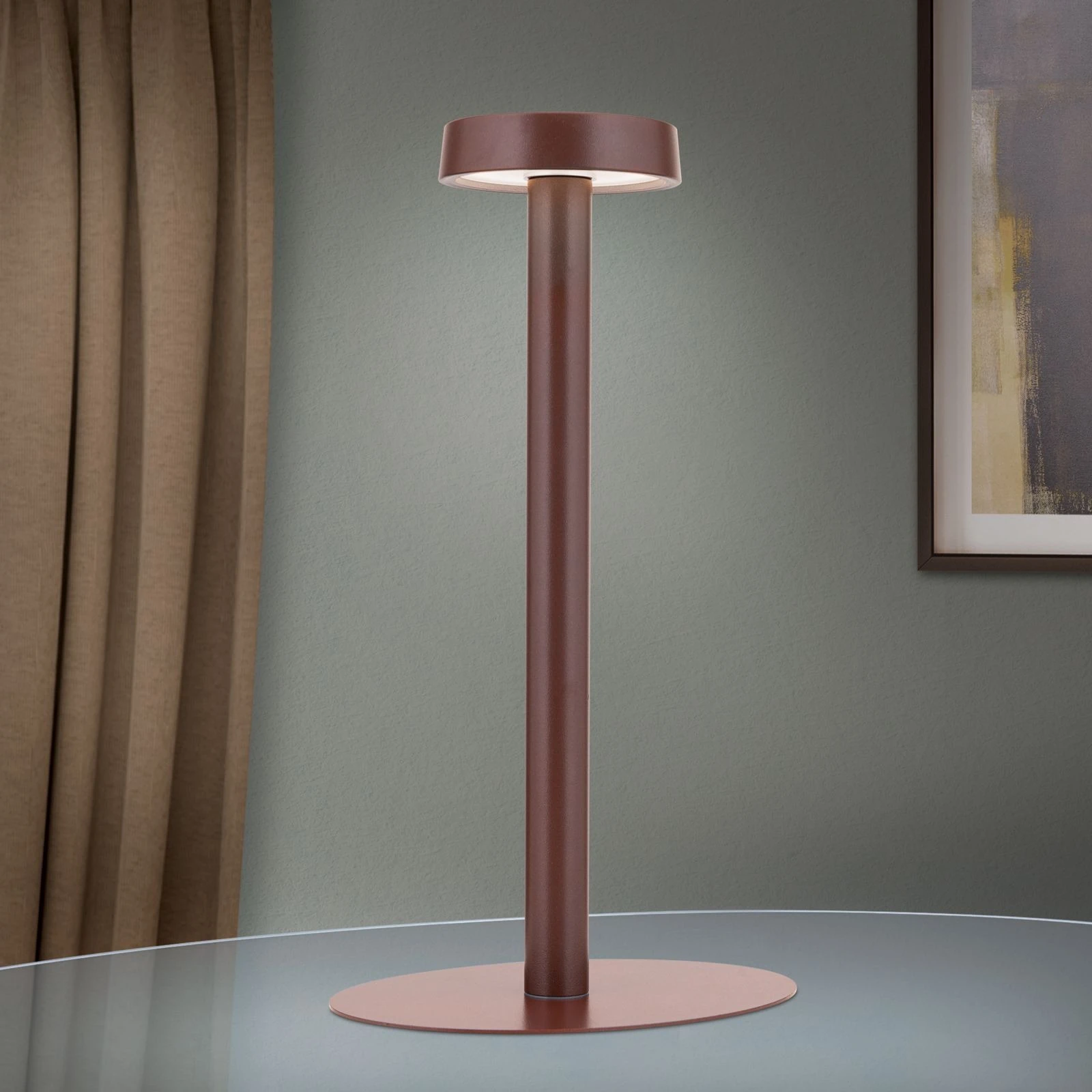 LED punjiva baterijska stona lampa ILLUMI, braon - 2