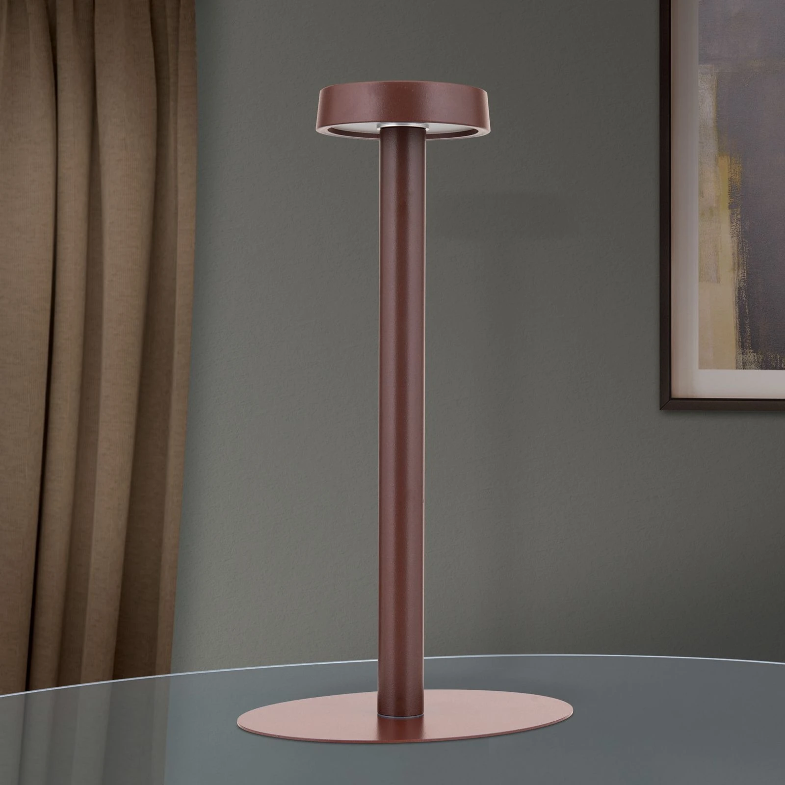 LED punjiva baterijska stona lampa ILLUMI, braon - 3