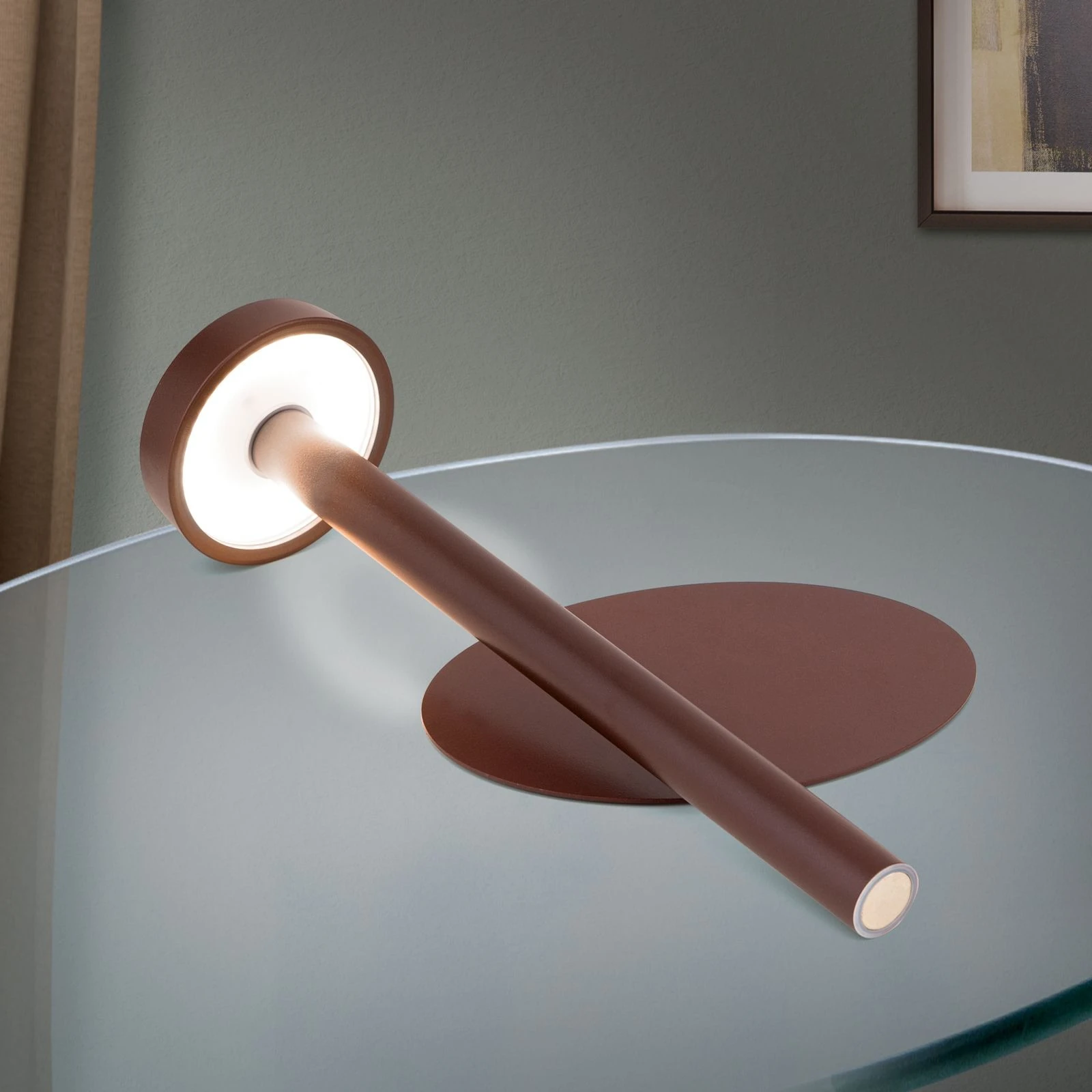 LED punjiva baterijska stona lampa ILLUMI, braon - 5