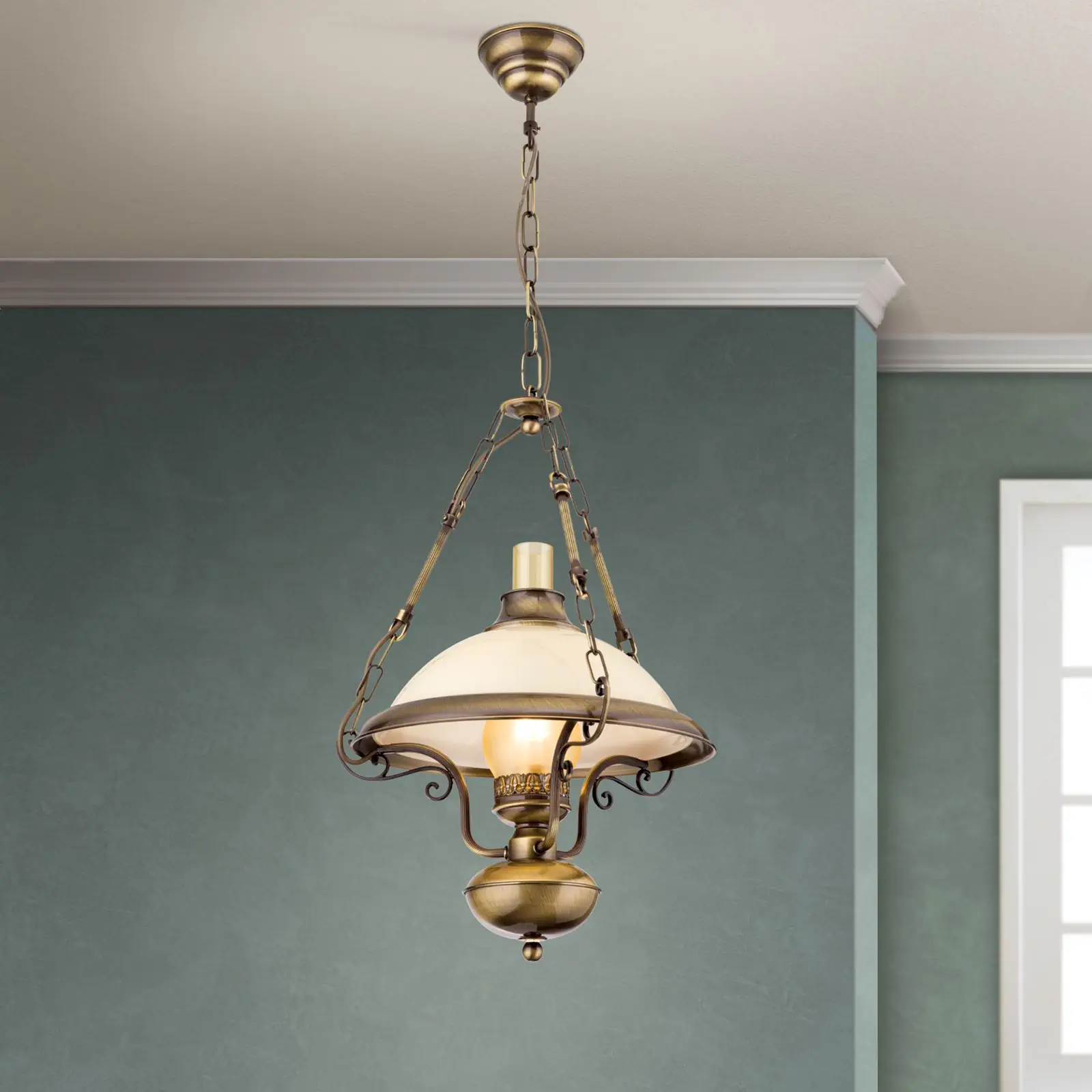 Fenjer AUSTRIAN OLD LAMP, završna obrada antik mesing, Ø 35 cm - 1