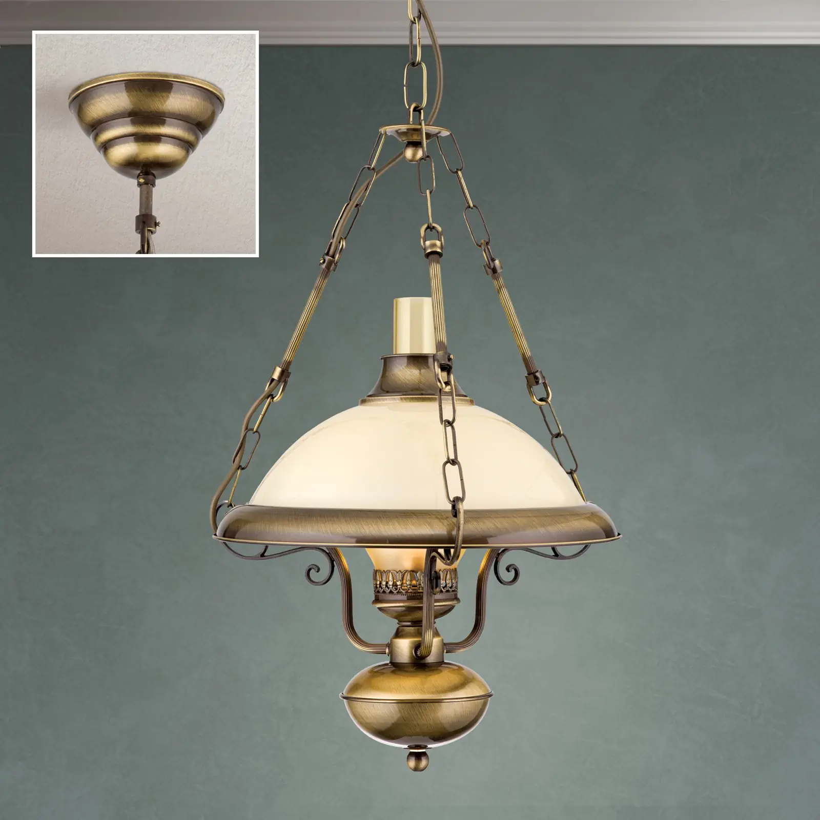 Fenjer AUSTRIAN OLD LAMP, završna obrada antik mesing, Ø 35 cm - 2