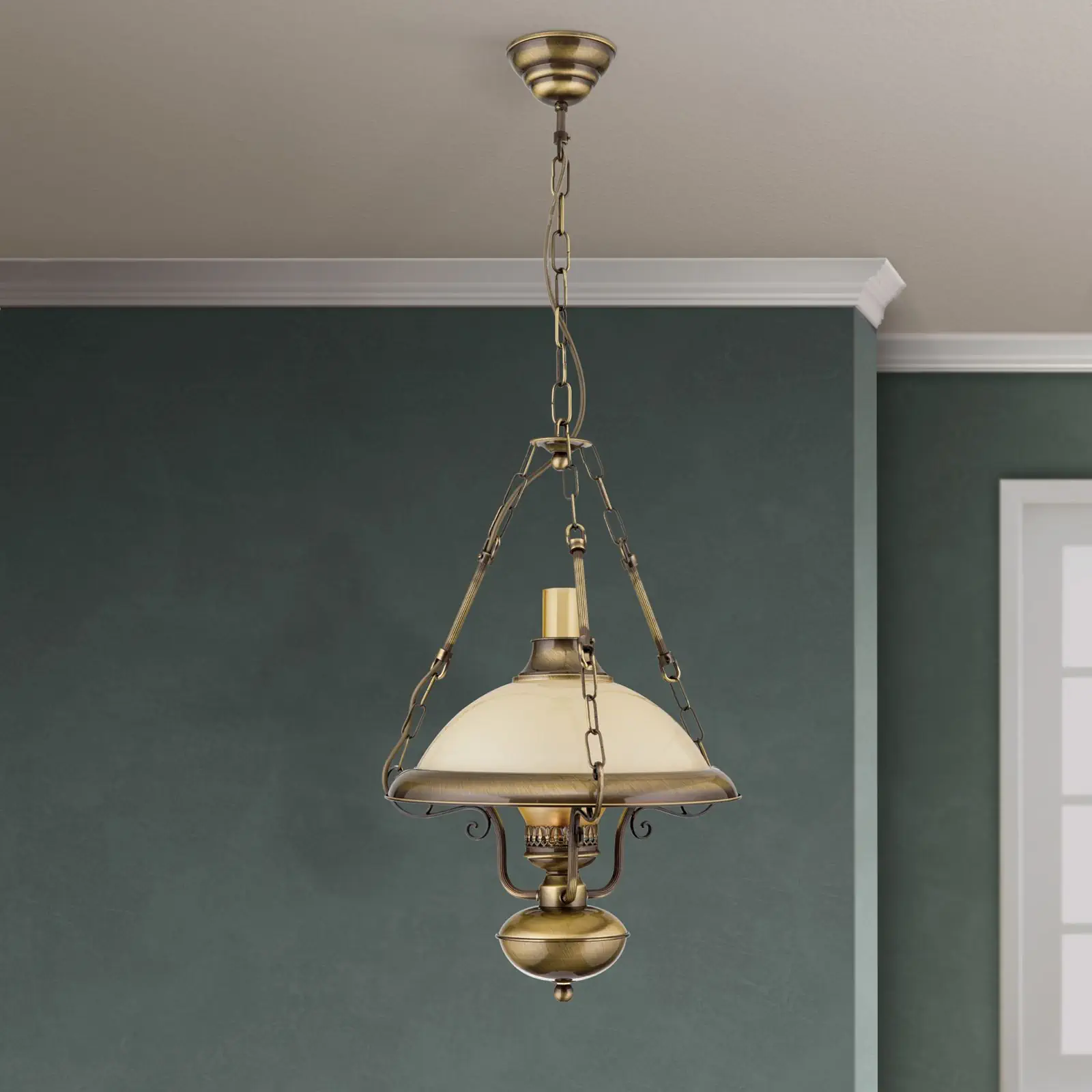 Fenjer AUSTRIAN OLD LAMP, završna obrada antik mesing, Ø 35 cm - 3