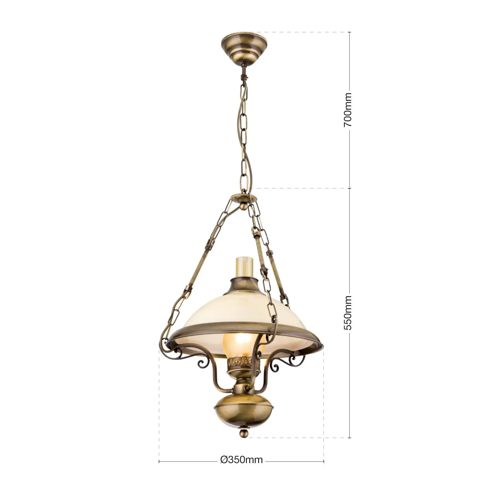 Fenjer AUSTRIAN OLD LAMP, završna obrada antik mesing, Ø 35 cm - 7