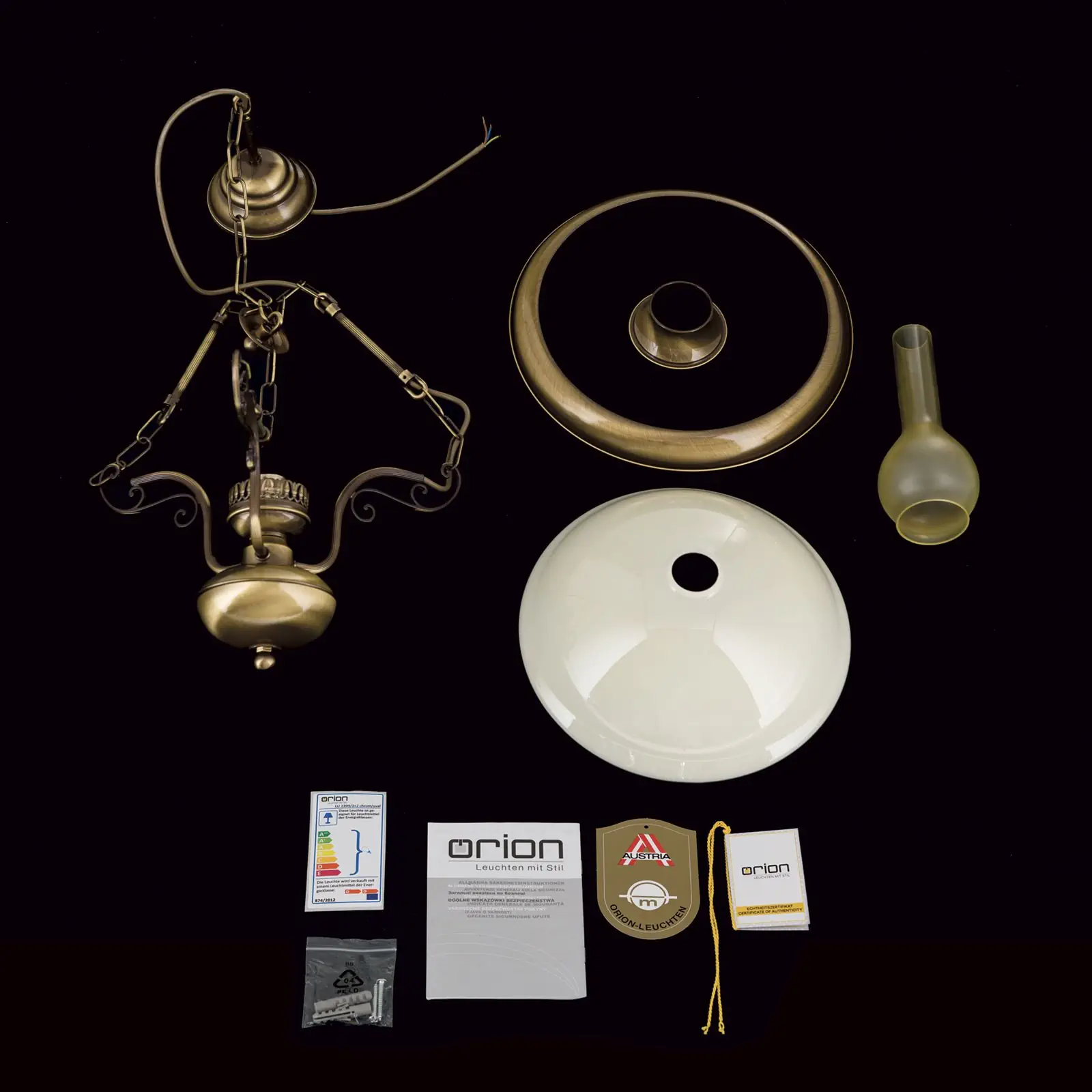 Fenjer AUSTRIAN OLD LAMP, završna obrada antik mesing, Ø 35 cm - 8