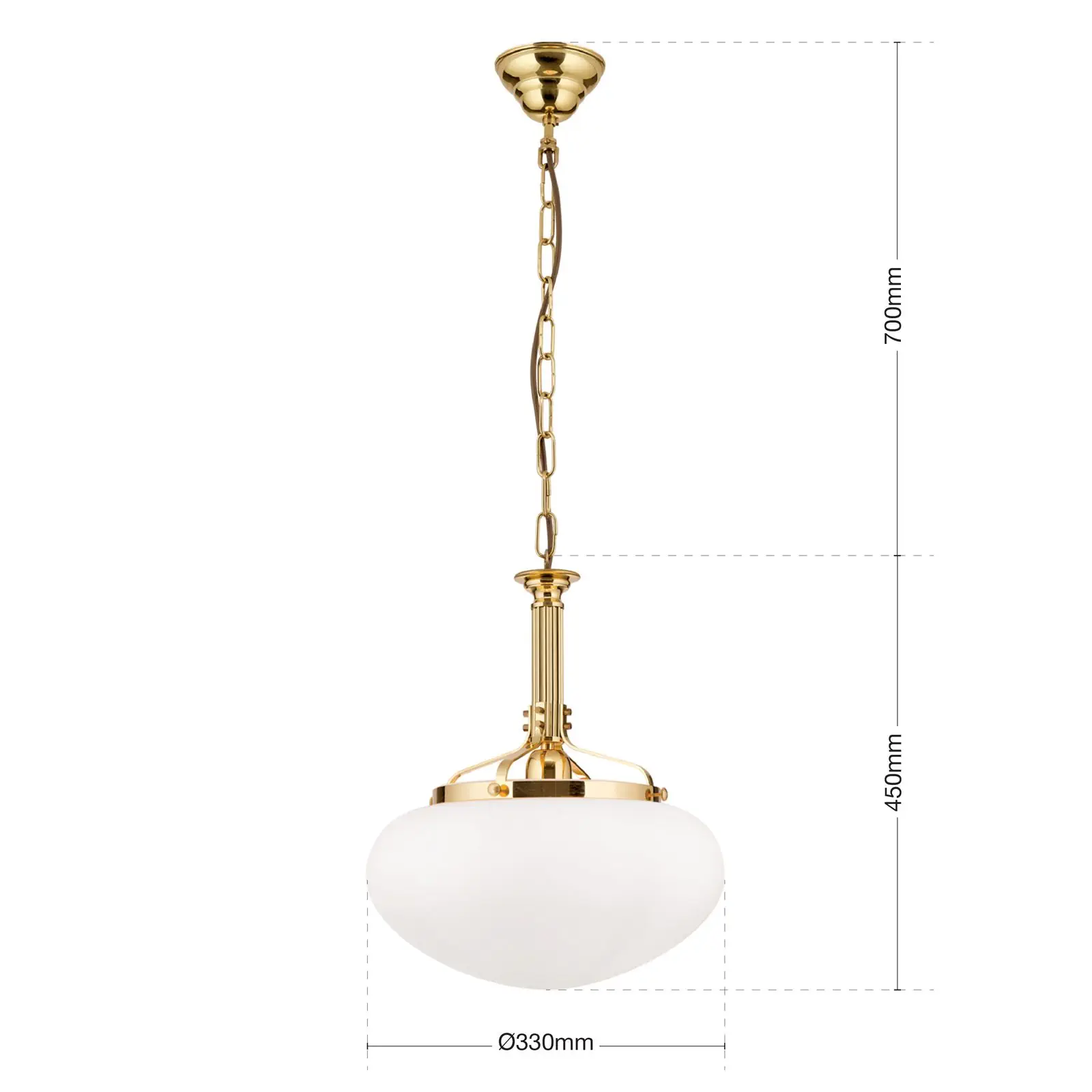 Viseća lampa WIENER NOSTALGIE, sjajni mesing, sa opal mat staklom, 33cm - 7