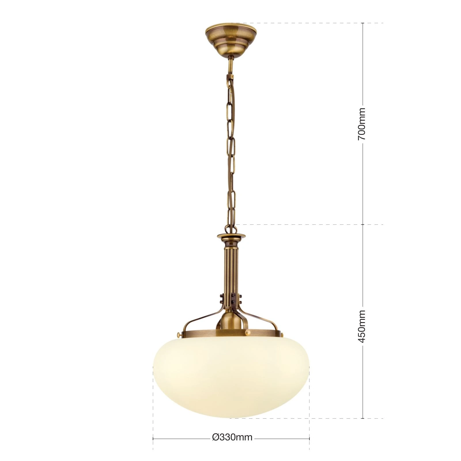 Viseća lampa WIENER NOSTALGIE, Ø 33 cm, antik mesing, šampanj mat staklo - 7
