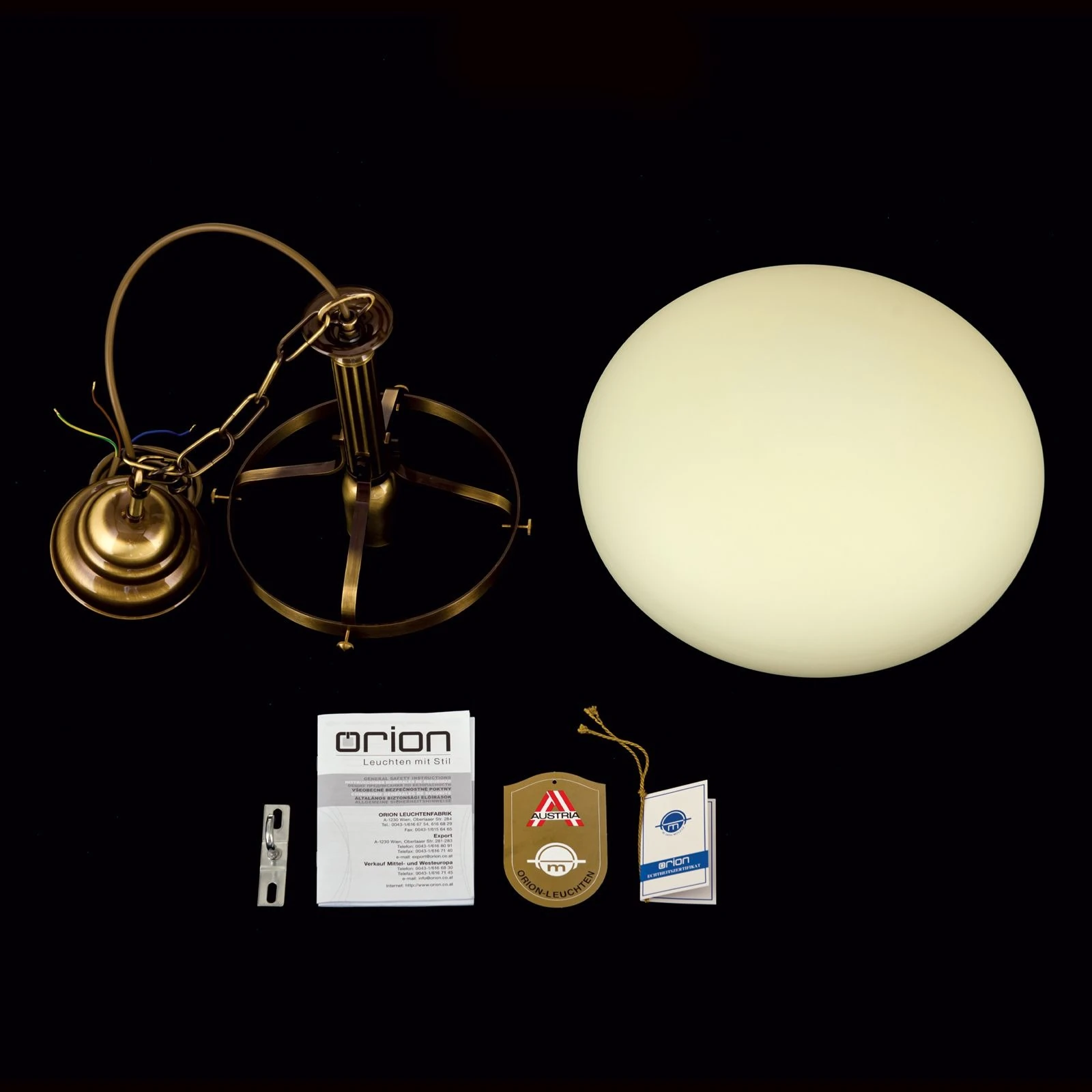 Viseća lampa WIENER NOSTALGIE, Ø 33 cm, antik mesing, šampanj mat staklo - 8