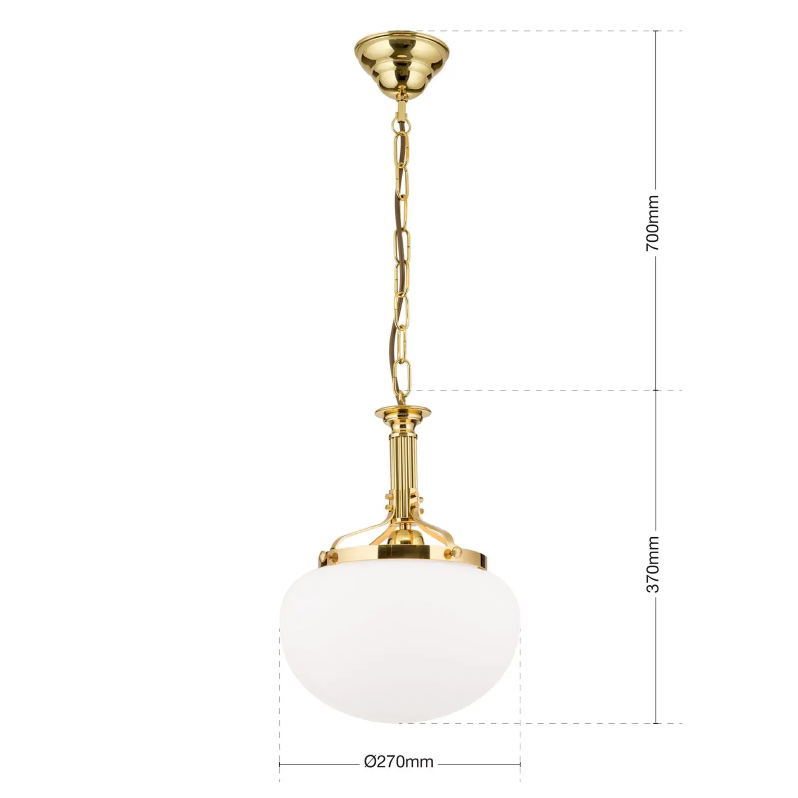 Viseća lampa WIENER NOSTALGIE, sjajni mesing, sa opal mat staklom, 27cm - 7