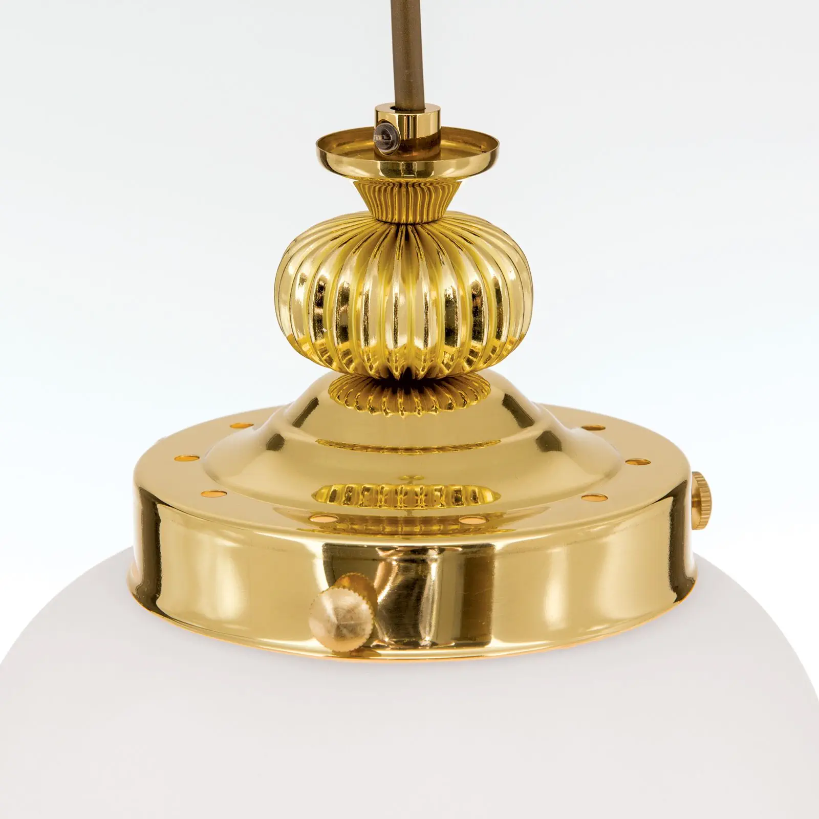 Viseća lampa WIENER NOSTALGIE, sjajni mesing, sa opal mat staklom, 18 cm - 5