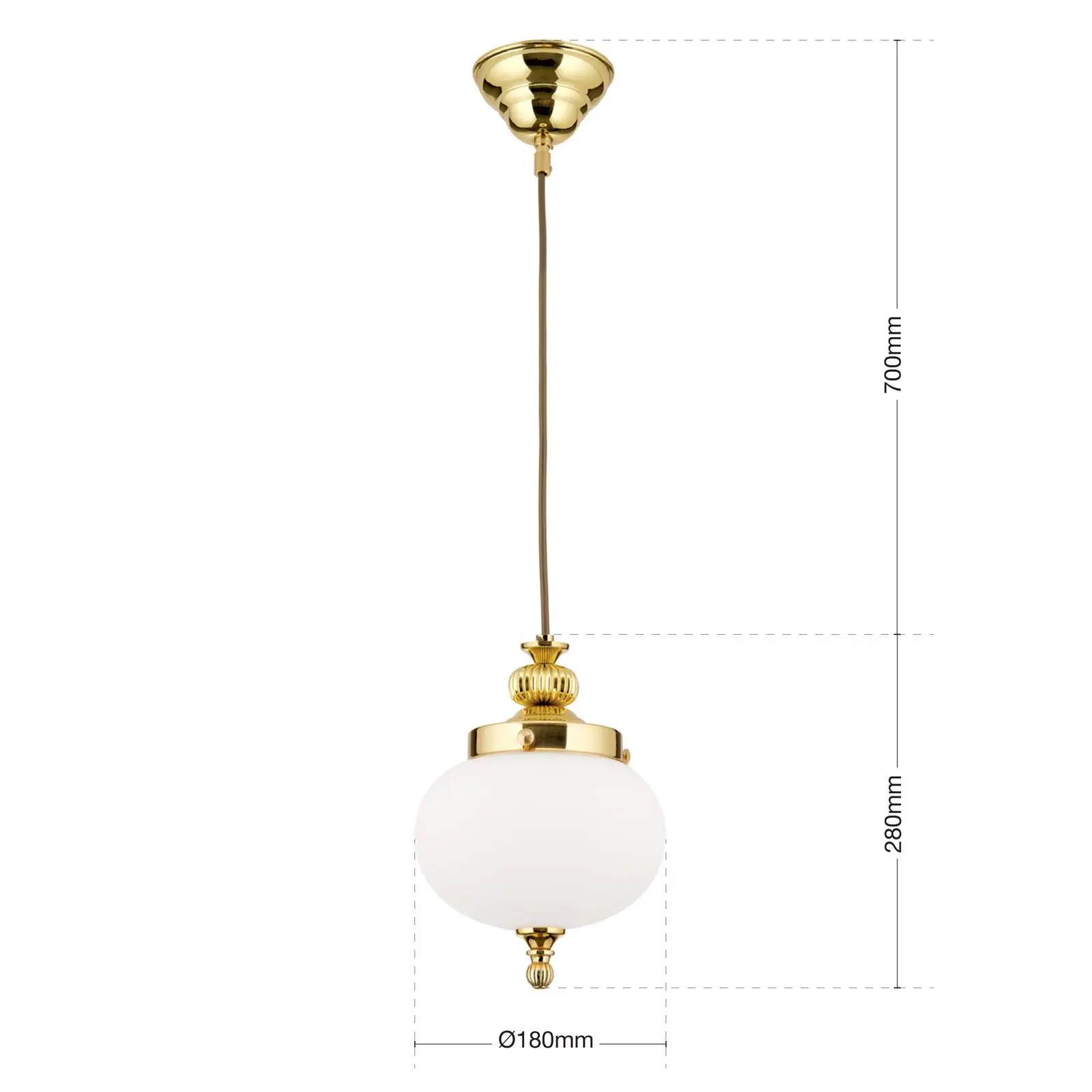 Viseća lampa WIENER NOSTALGIE, sjajni mesing, sa opal mat staklom, 18 cm - 7