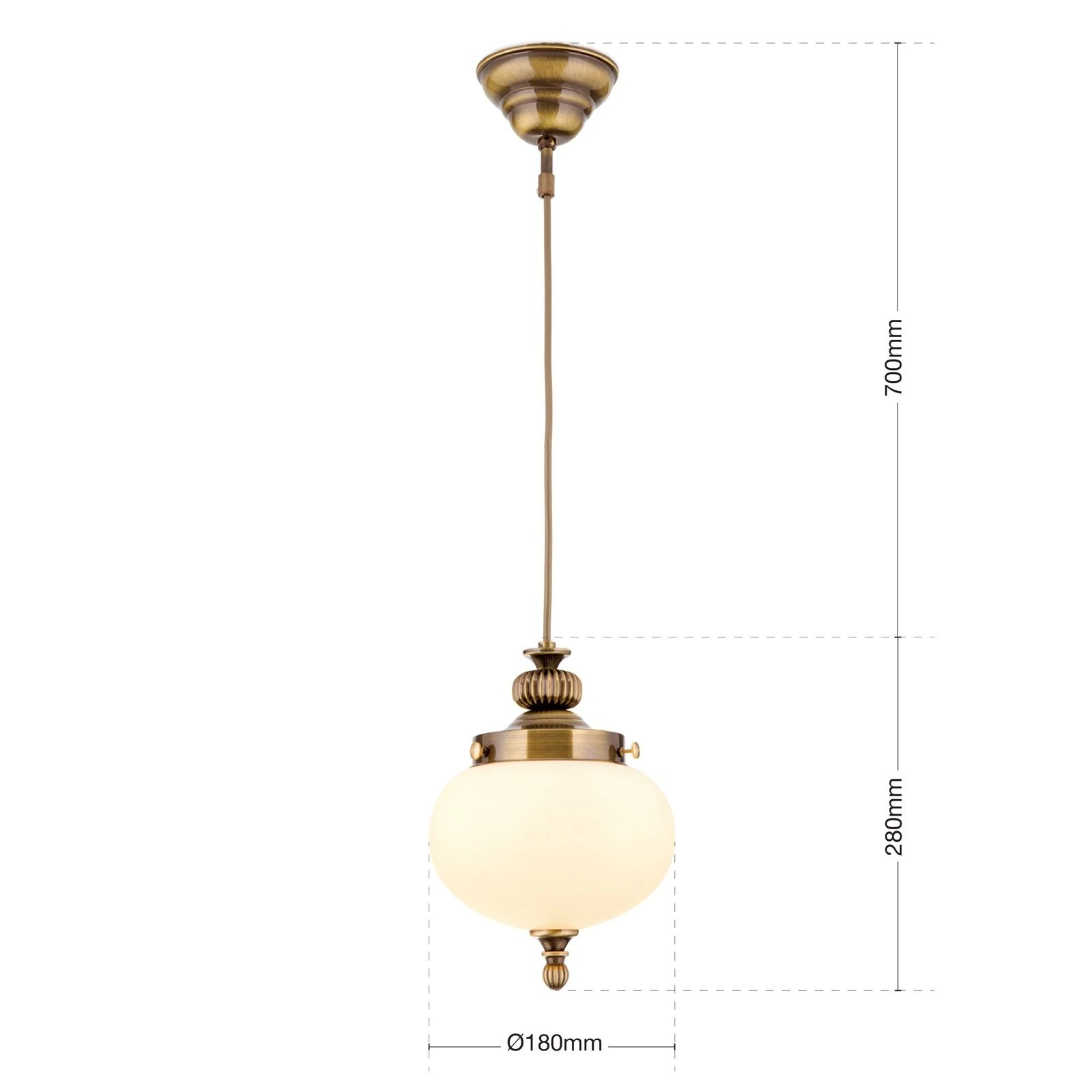 Viseća lampa WIENER NOSTALGIE, Ø 18 cm, antik mesing, šampanj mat staklo - 7