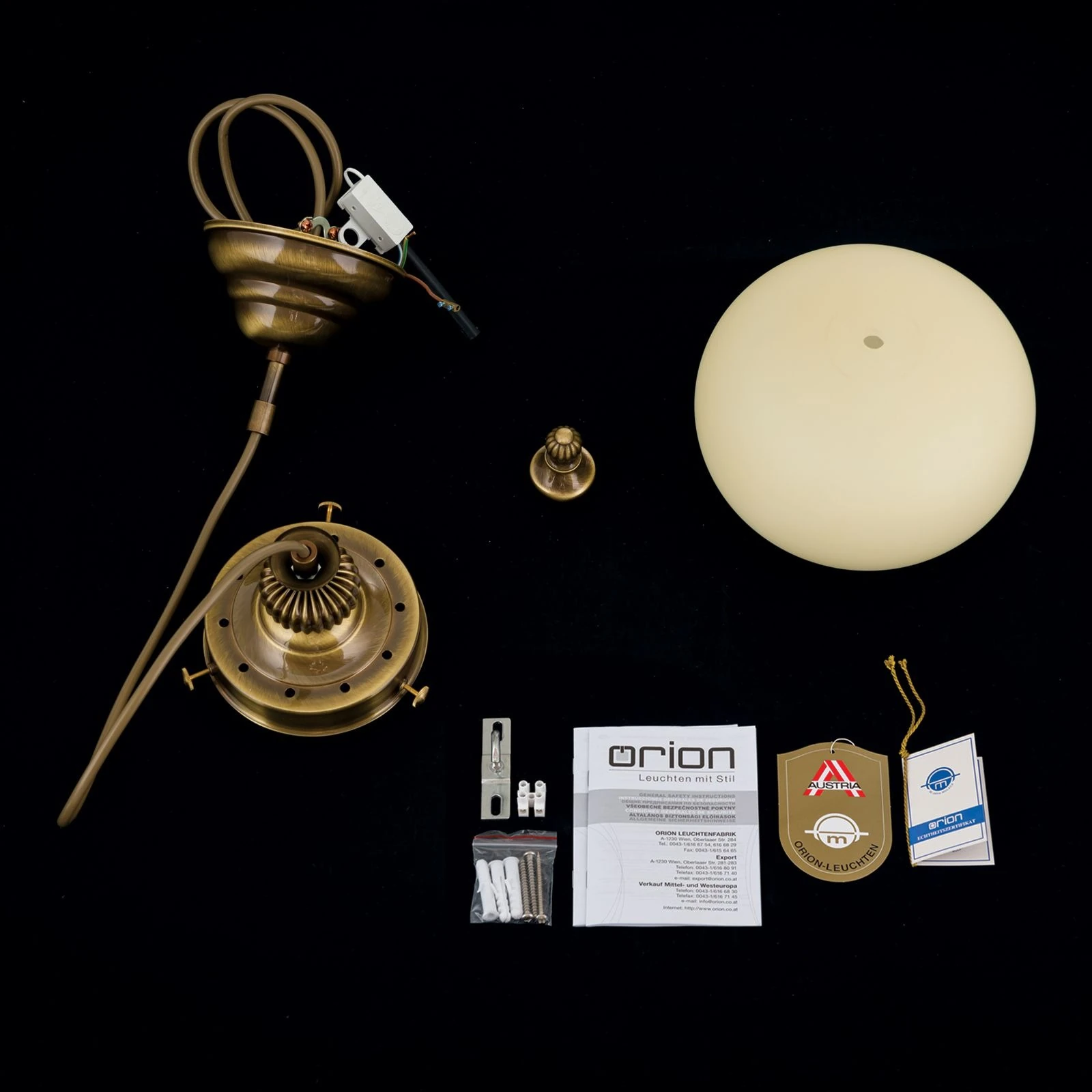 Viseća lampa WIENER NOSTALGIE, Ø 18 cm, antik mesing, šampanj mat staklo - 8