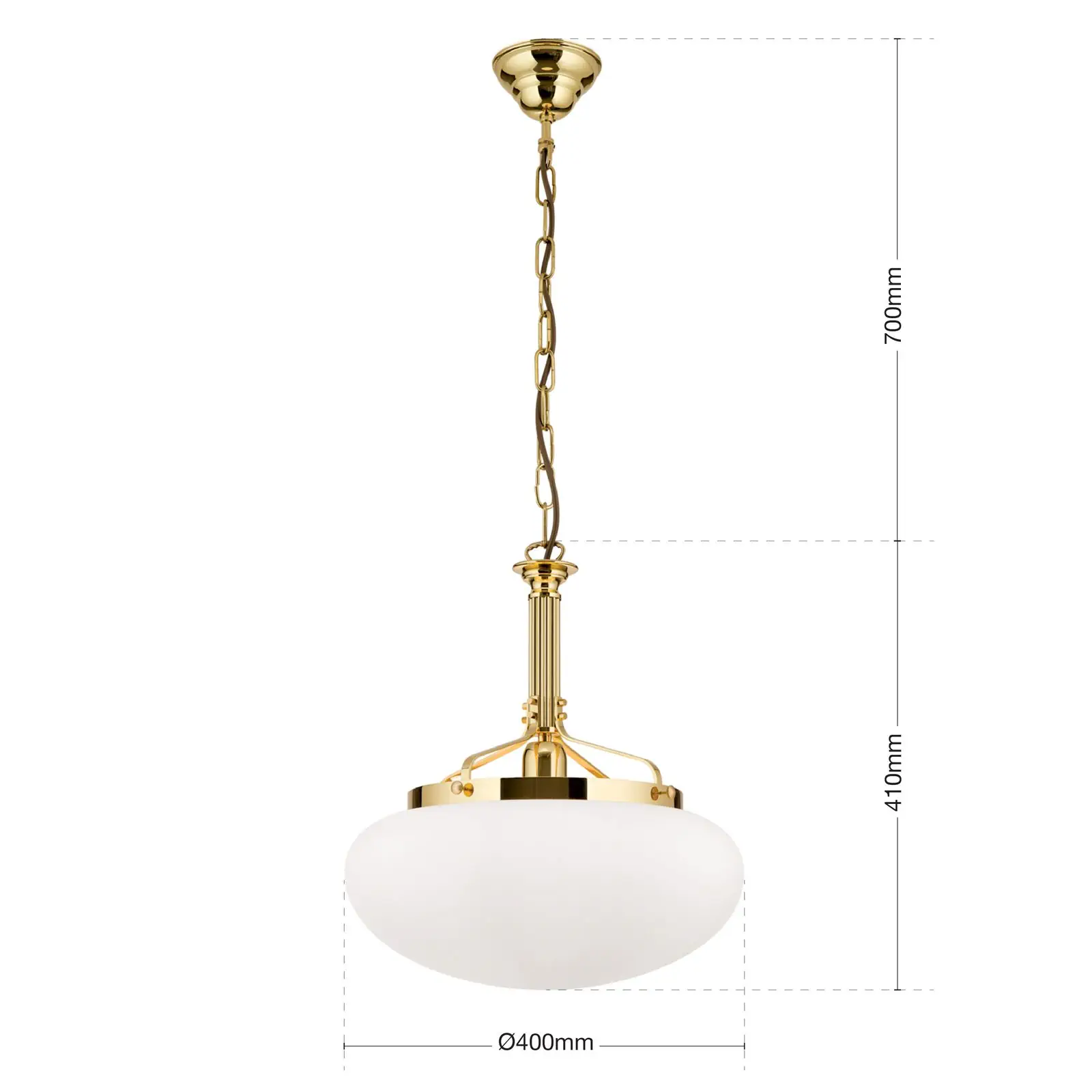 Viseća lampa WIENER NOSTALGIE, sjajni mesing, sa opal mat staklom, 40cm - 7