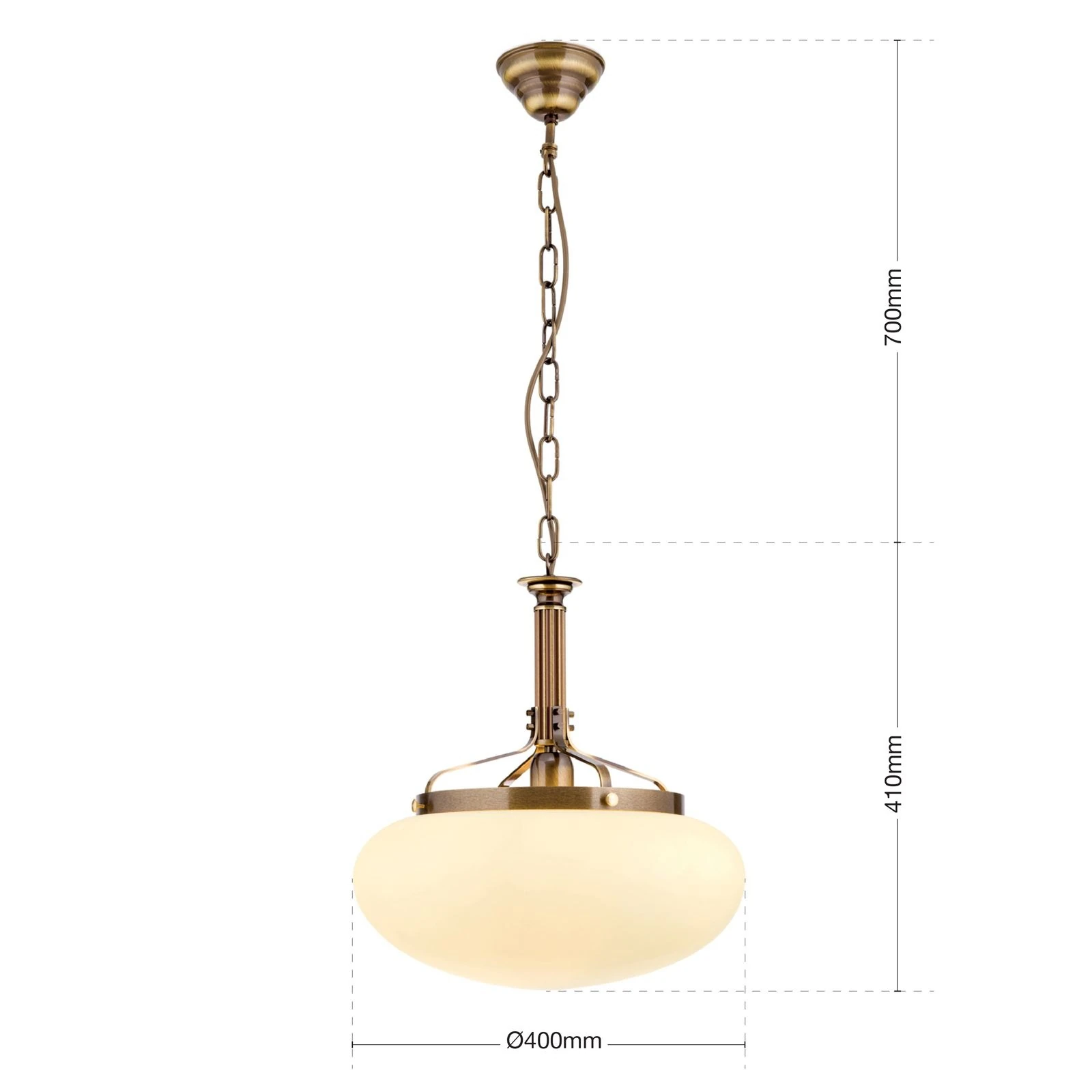 Viseća lampa WIENER NOSTALGIE, Ø 40 cm, antik mesing, šampanj mat staklo - 7